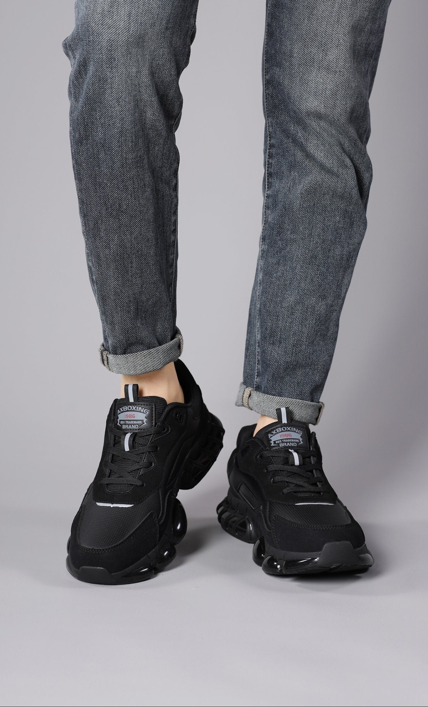 Adidasi pentru Barbati, Model Elio, Piele ecologica, Talpa cu perna de amortizare, Insertii piele naturala, Ax Boxing,Negru