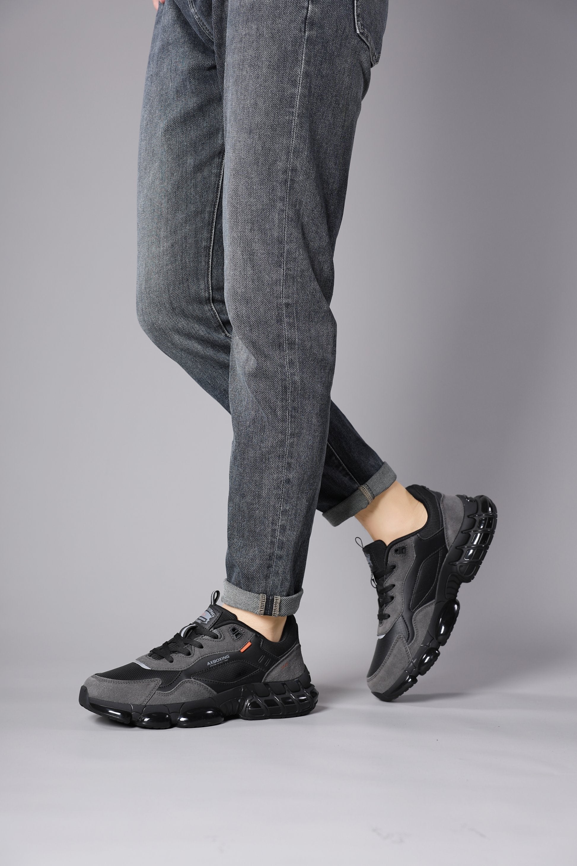 Pantofi sport pentru Barbati, Model Elio, Piele ecologica, Talpa cu perna de amortizare, Insertii piele naturala, Ax Boxing