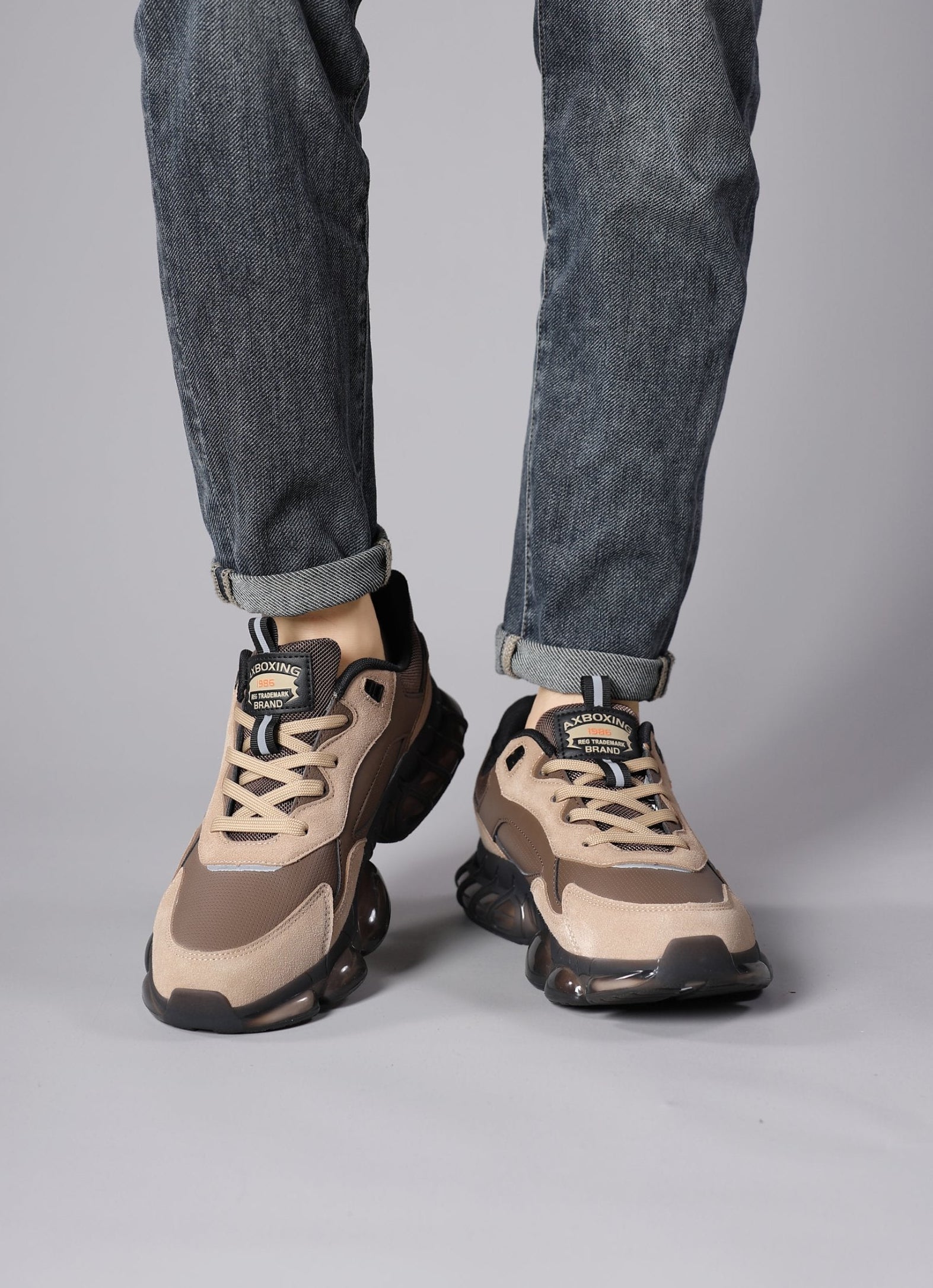 Adidasi pentru Barbati, Model Elio, Piele ecologica, Talpa cu perna de amortizare, Insertii piele naturala, Ax Boxing,Maro