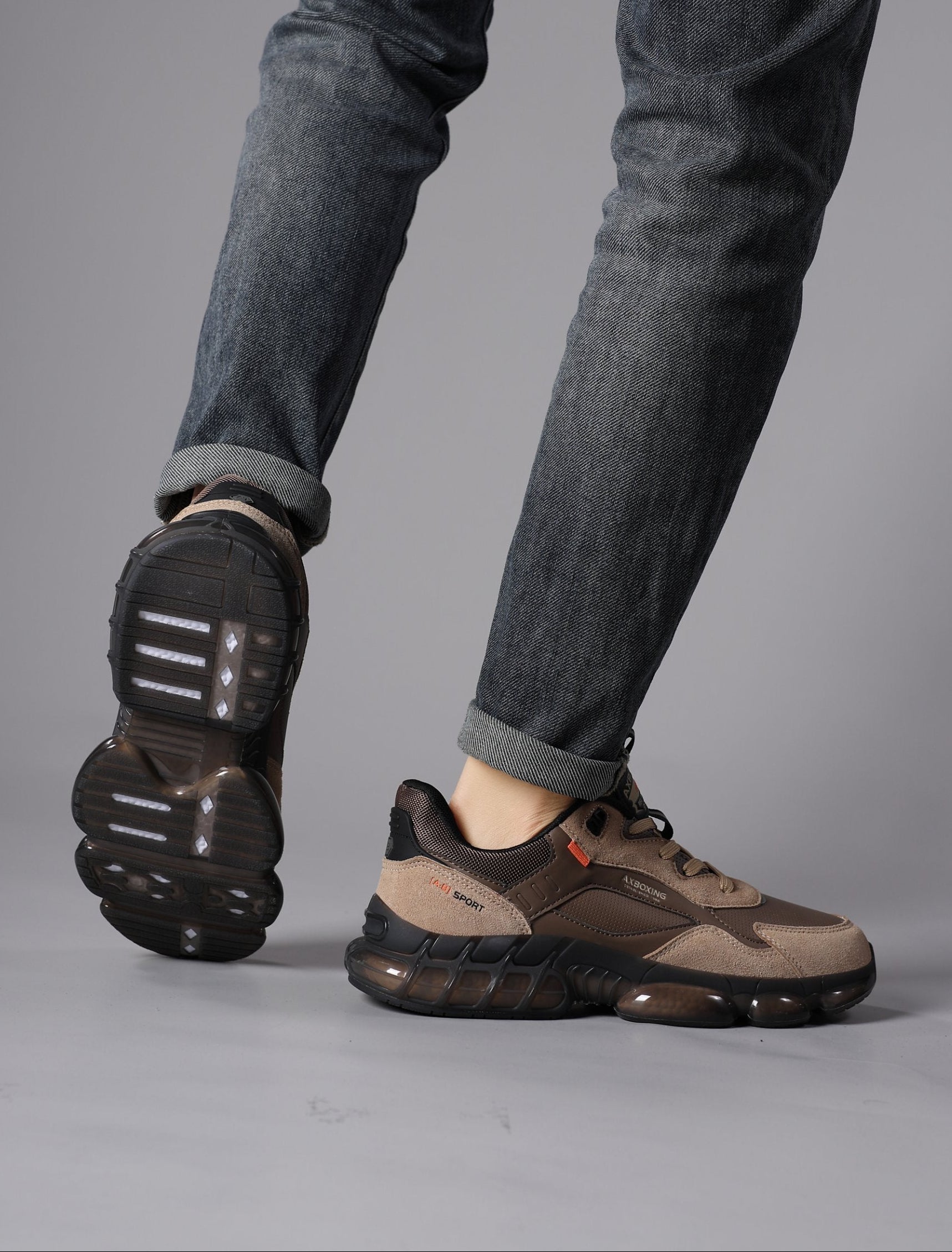 Adidasi pentru Barbati, Model Elio, Piele ecologica, Talpa cu perna de amortizare, Insertii piele naturala, Ax Boxing,Maro