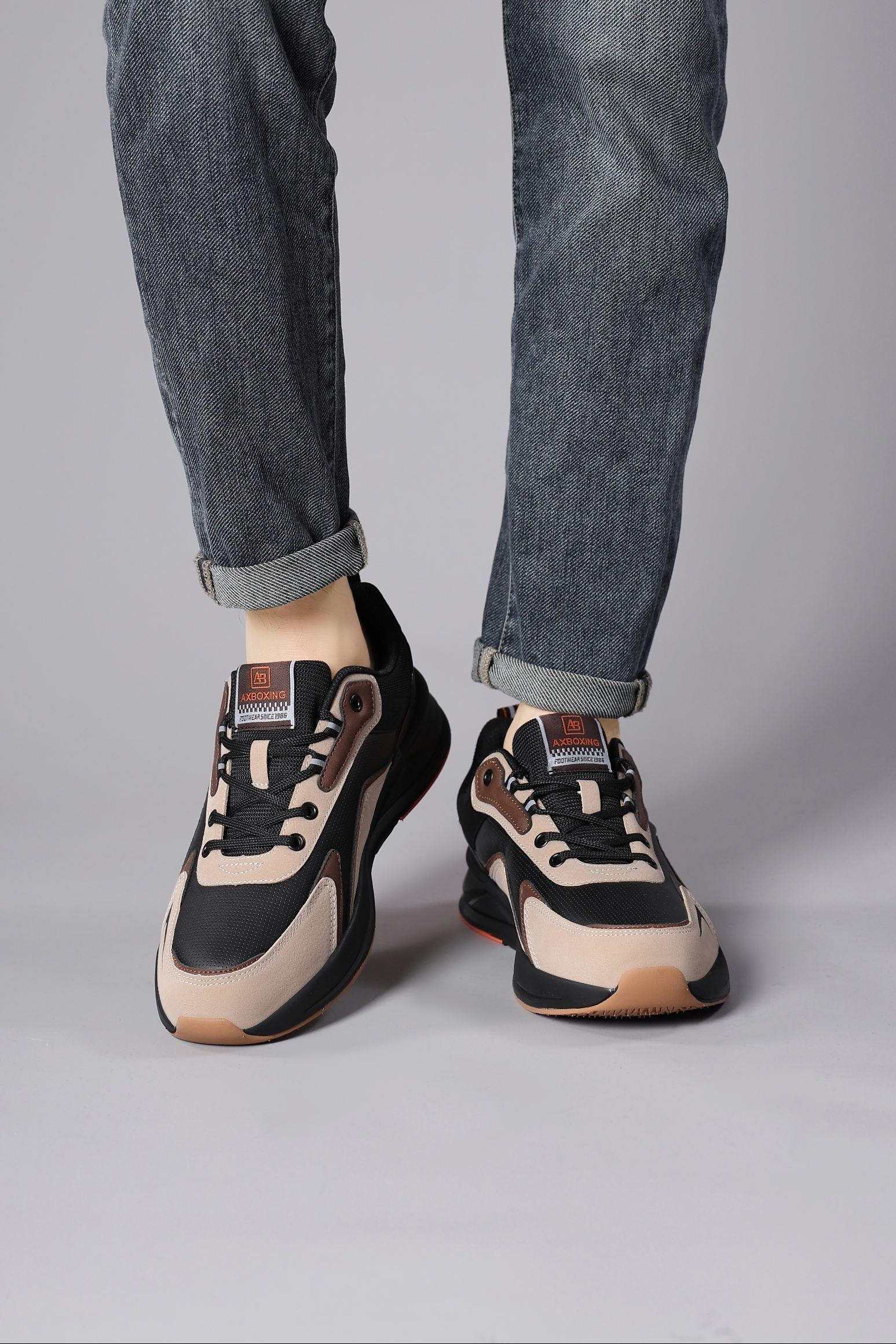 Adidasi sport pentru Unisex, Model Loris, Talpa usoara de spuma, Piele ecologica, Ax Boxing,Maro