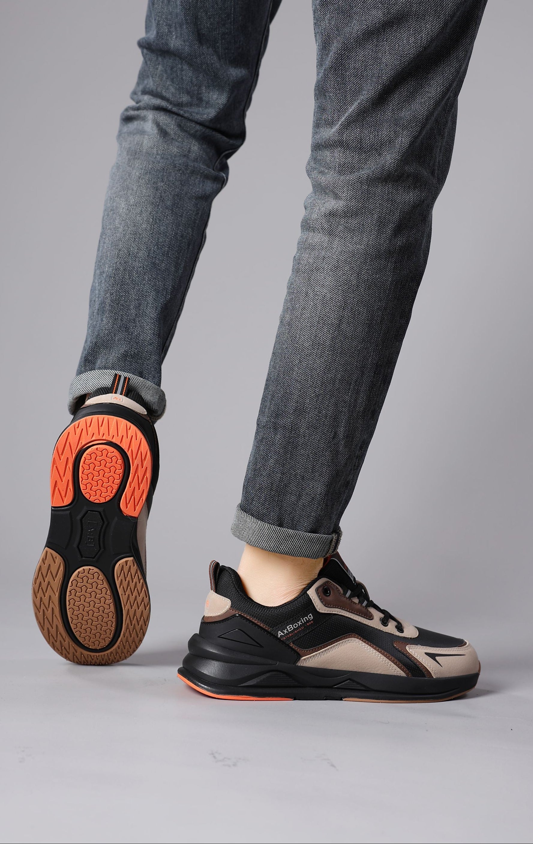 Adidasi sport Barbati, Model Kairo, Talpa usoara din spuma, Piele ecologica, Comozi si rezistenti, Ax Boxing, Maro