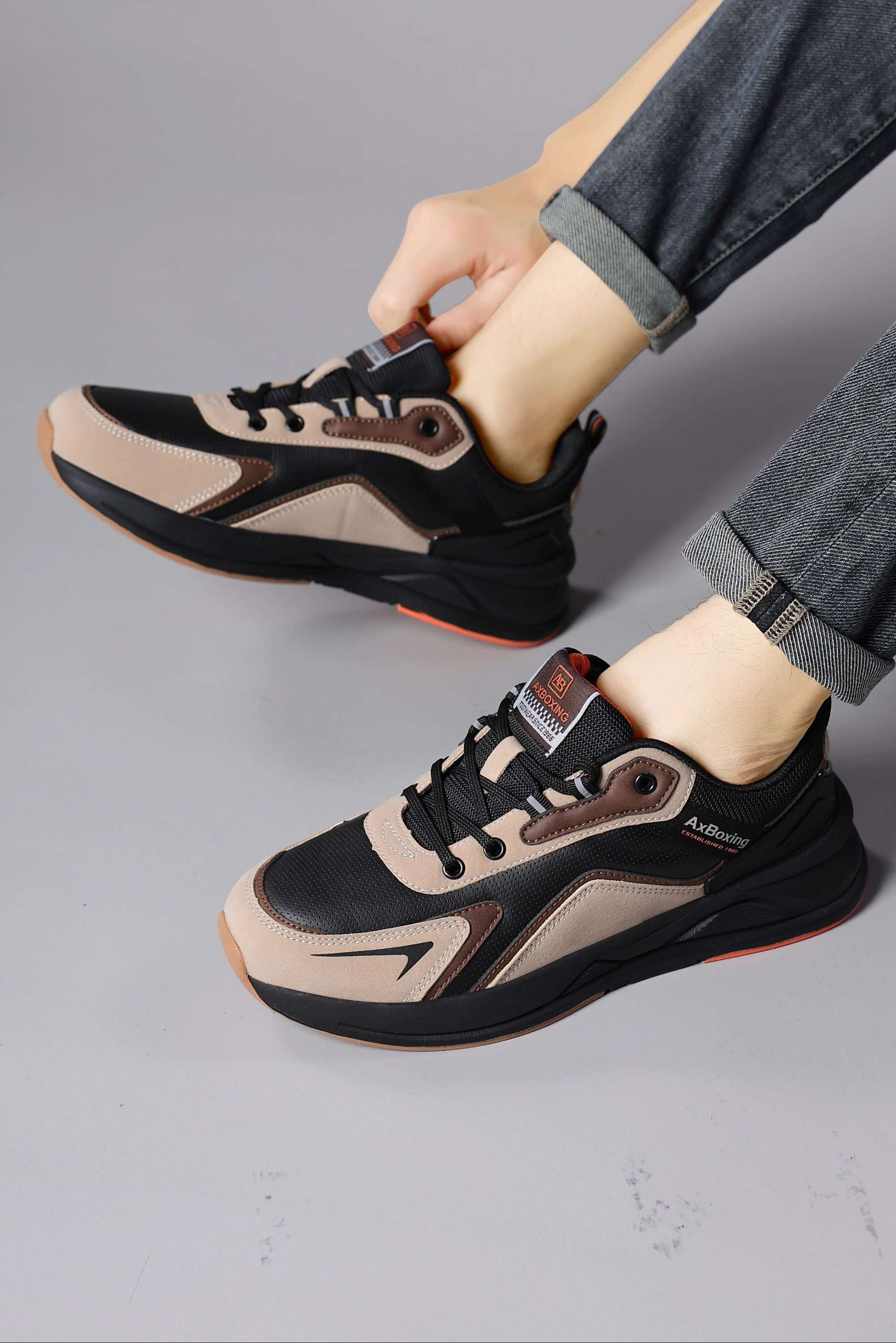 Adidasi sport pentru Unisex, Model Loris, Talpa usoara de spuma, Piele ecologica, Ax Boxing, Negru