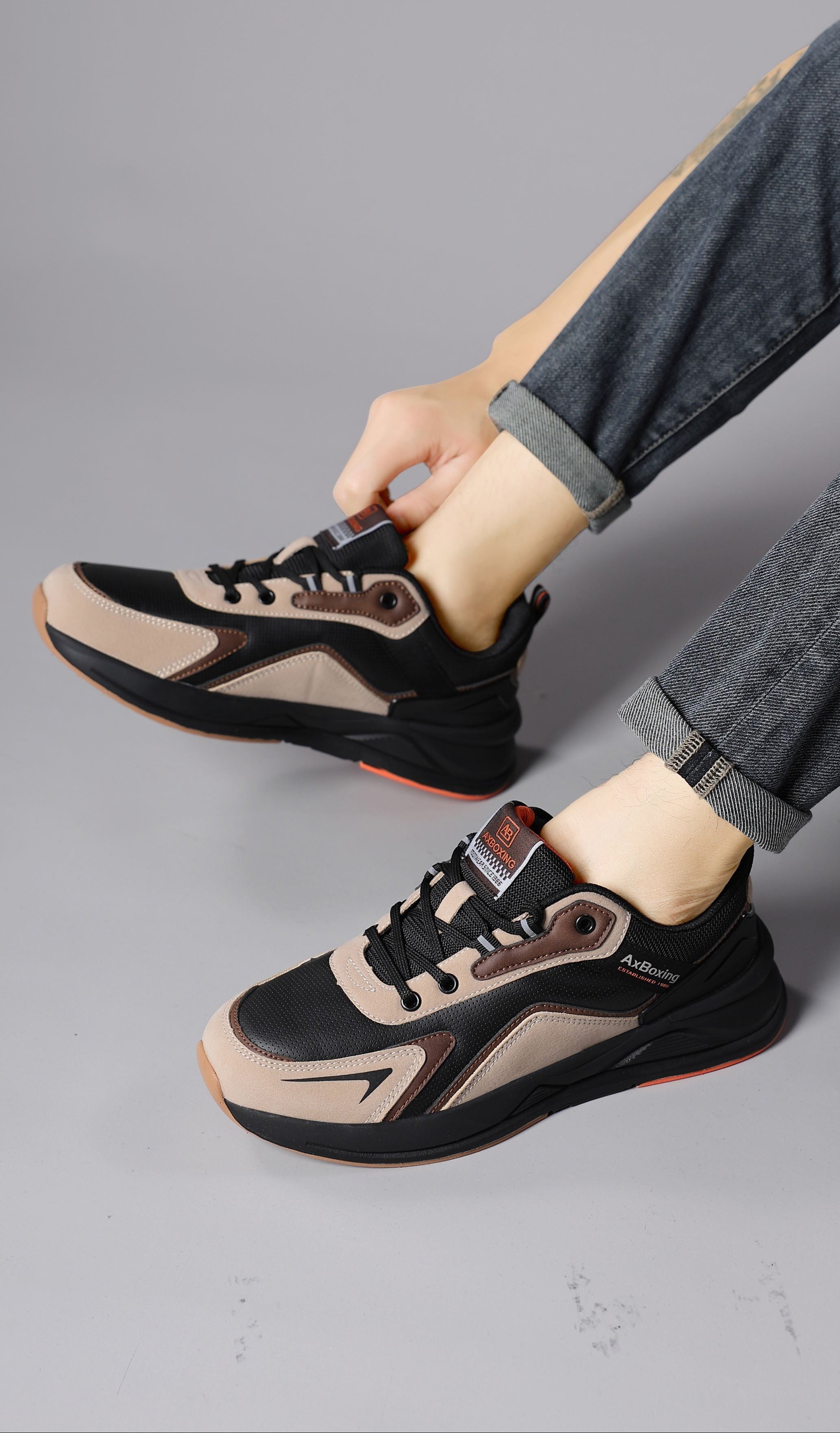 Adidasi sport Barbati, Model Kairo, Talpa usoara din spuma, Piele ecologica, Comozi si rezistenti, Ax Boxing, Maro