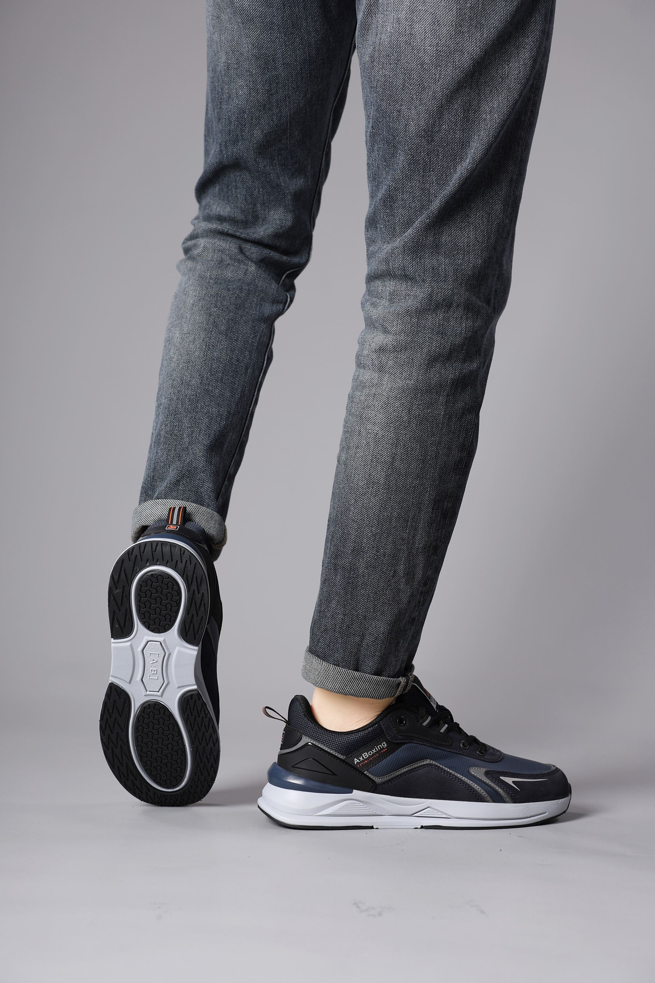 Pantofi sport Barbati, Model Kairo, Talpa usoara din spuma, Piele ecologica, Comozi si rezistenti, Ax Boxing, Bleumarin