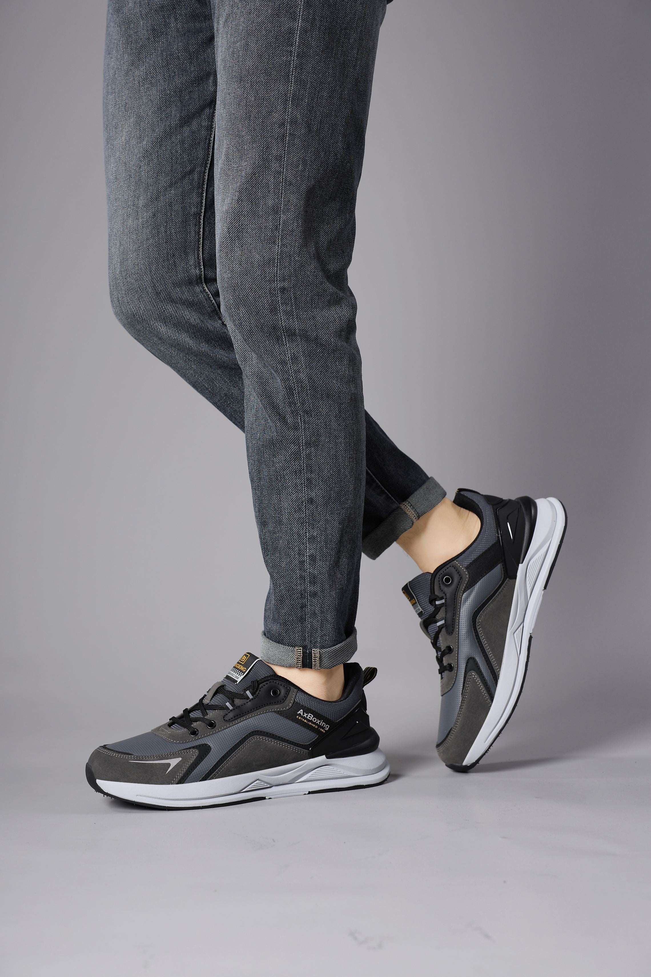 Pantofi sport Barbati, Model Kairo, Talpa usoara din spuma, Piele ecologica, Comozi si rezistenti, Ax Boxing, Bleumarin