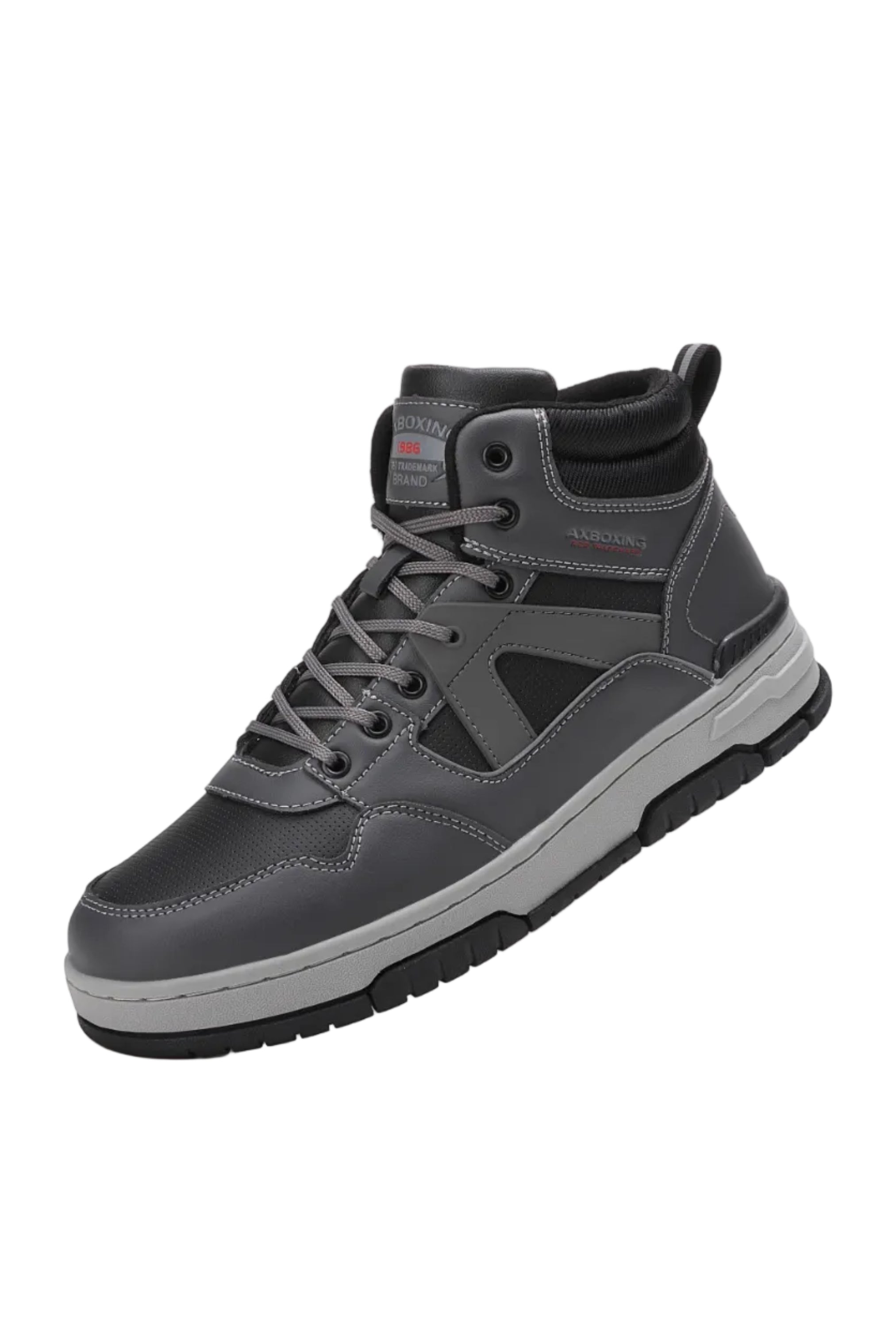 Ghete Sport pentru Barbati, Model Zoltan, Imblanite, Piele Ecologica, Talpa Cusuta, Comode si Calduroase, Ax Boxing, Gri