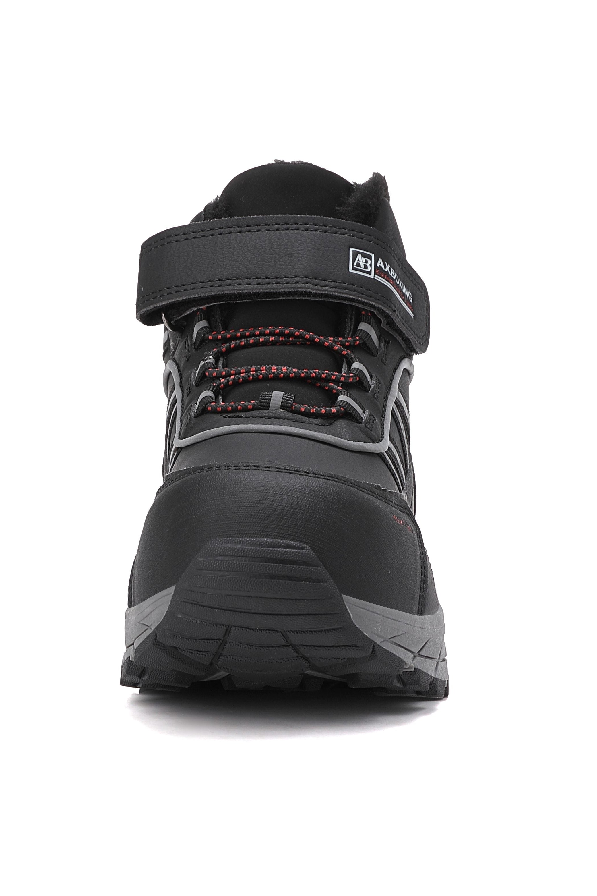 Ghete sport Baieti, Model Dorian, Imblanite,Talpa Inalta, Piele Ecologica, Siret elastic si Arici, Pentru Iarna  Ax Boxing, Negru