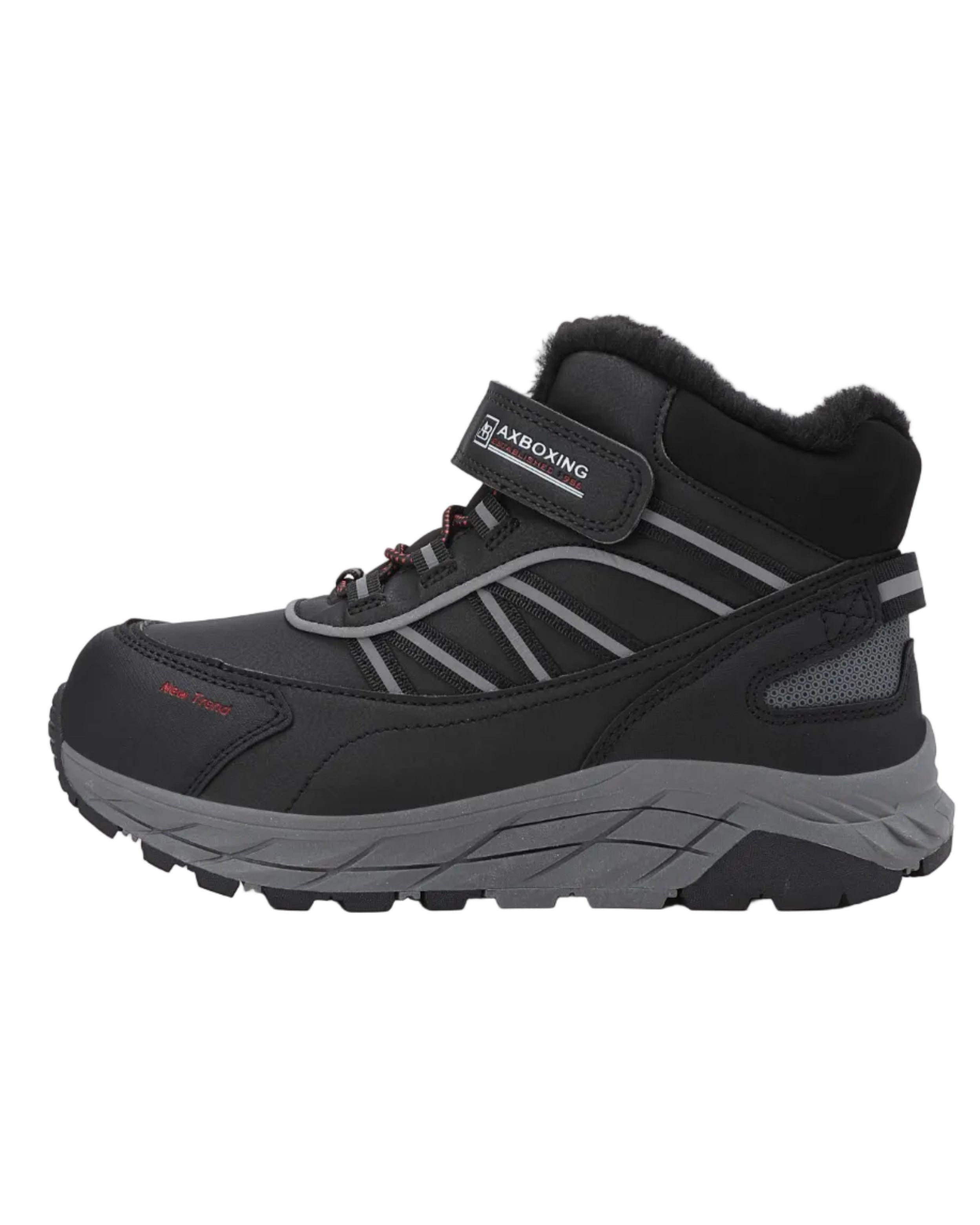 Ghete sport Baieti, Model Dorian, Imblanite,Talpa Inalta, Piele Ecologica, Siret elastic si Arici, Pentru Iarna  Ax Boxing, Negru