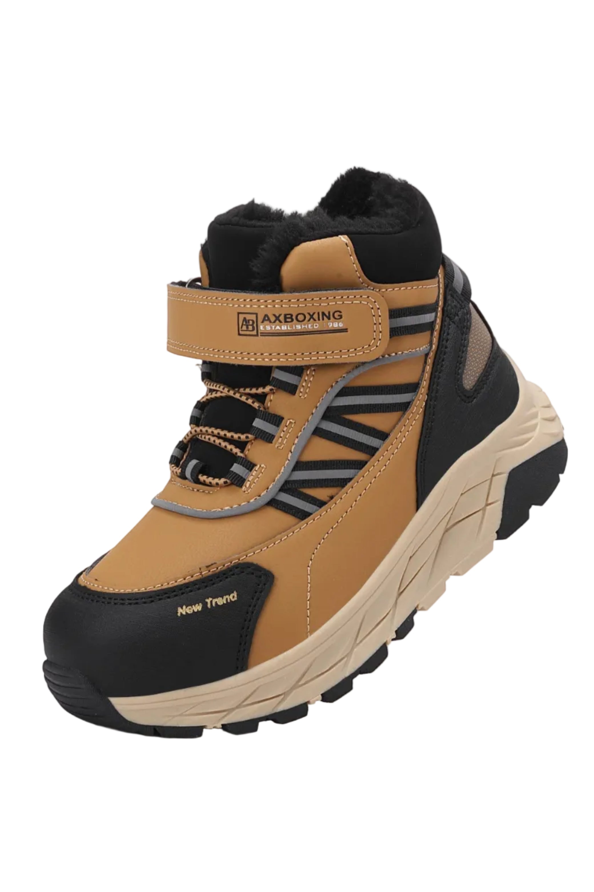 Ghete sport Baieti, Model Dorian, Imblanite,Talpa Inalta, Piele Ecologica, Siret elastic si Arici, Pentru Iarna  Ax Boxing, Camel