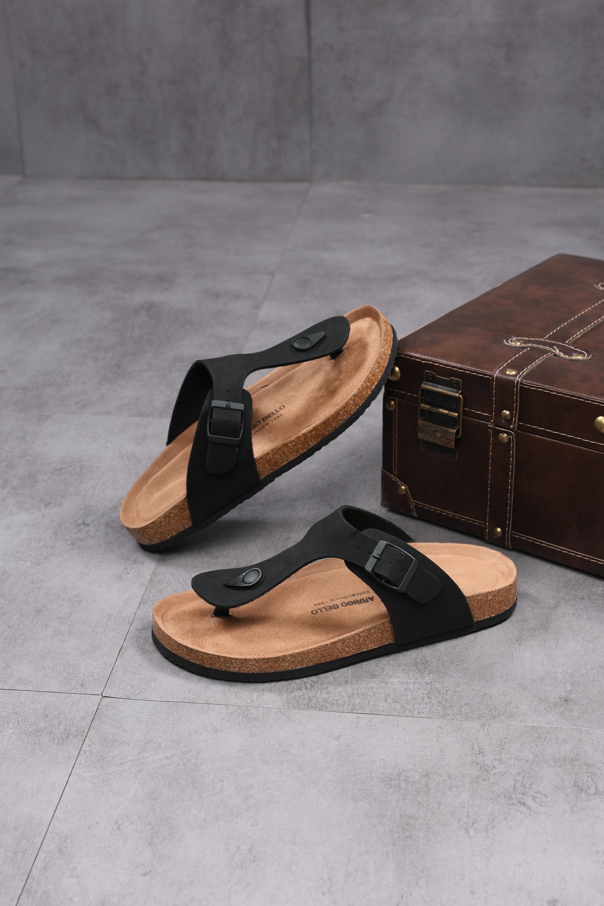 Papuci pentru Bărbați,Model Alexi, Talpă Ergonomica, Materiale Premium, Casual, Arrigo Bello, Negru