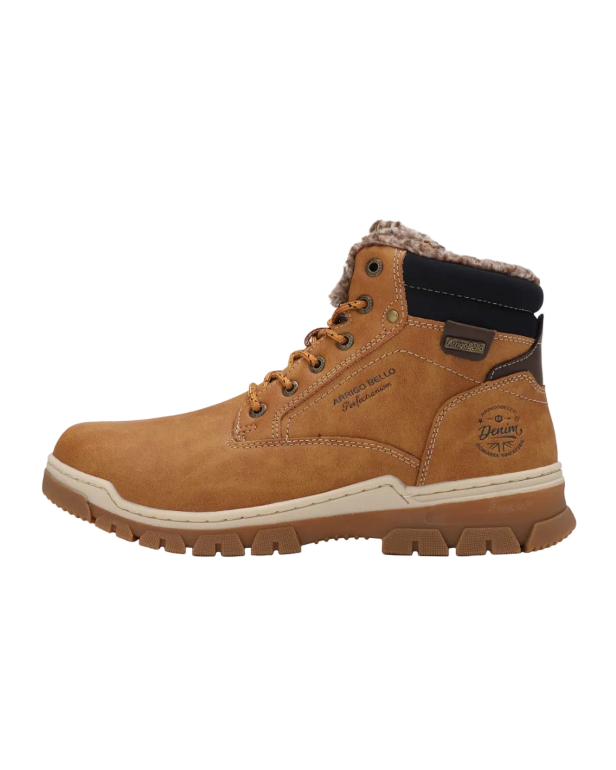 Ghete pentru Barbati, Model Pascal, Talpa Cusuta si Antiderapanta, Imblanite, Piele ecologica Premium, Arrigo Bello, Camel