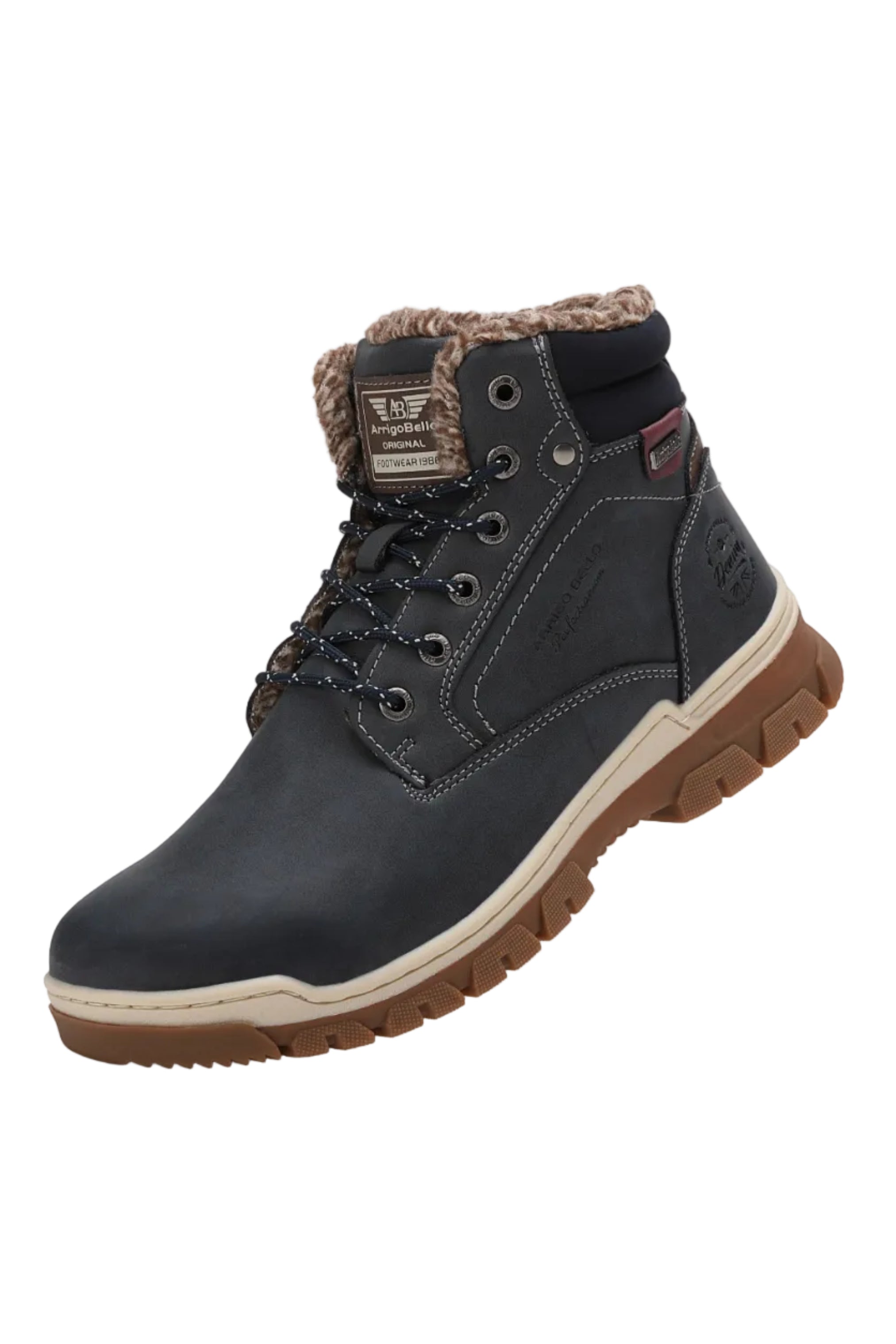 Ghete pentru Barbati, Model Pascal, Talpa Cusuta si Antiderapanta, Imblanite, Piele ecologica Premium, Arrigo Bello, Bleumarin