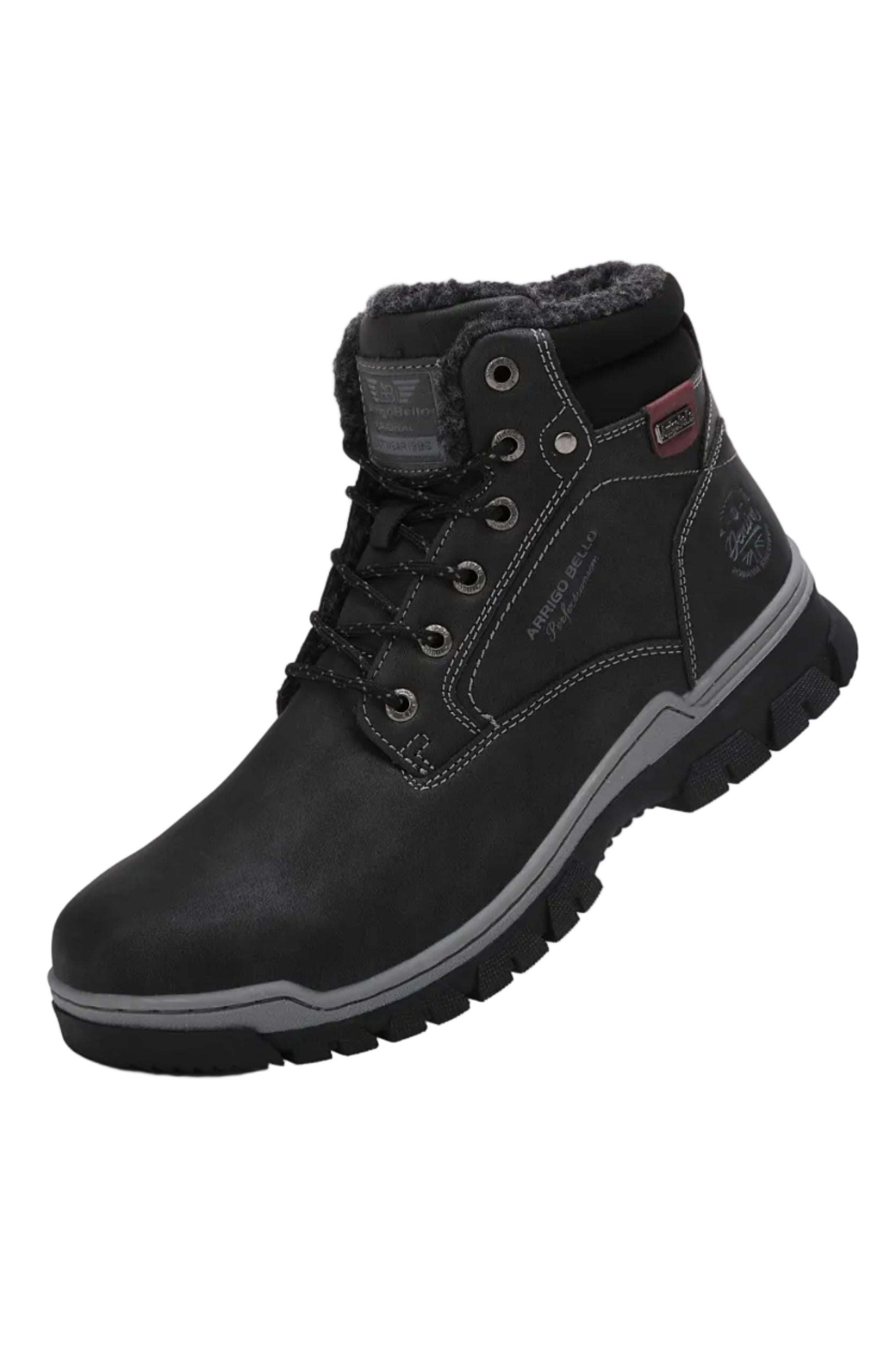 Ghete pentru Barbati, Model Pascal, Talpa Cusuta si Antiderapanta, Imblanite, Piele ecologica Premium, Arrigo Bello, Negru