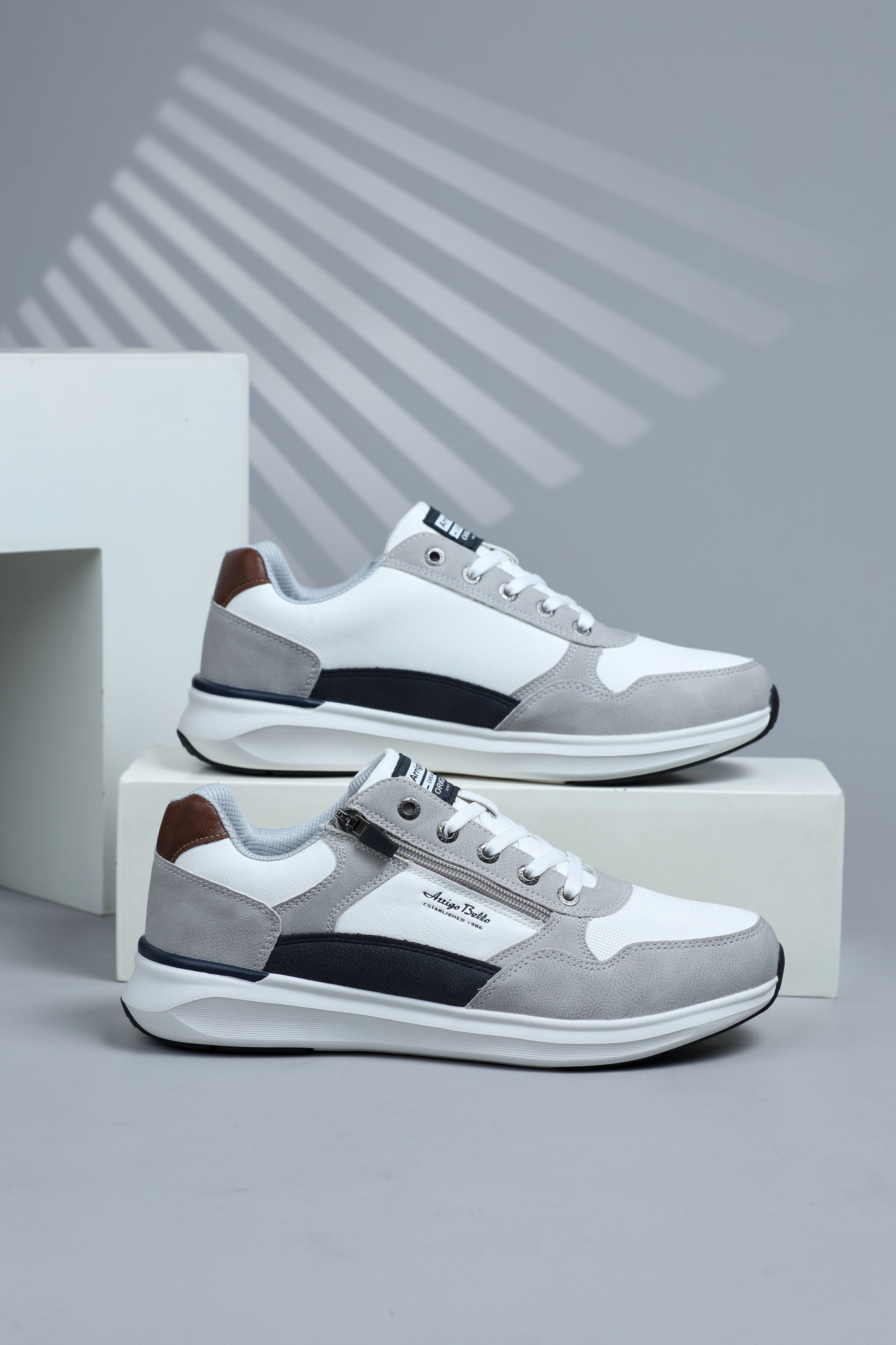 Pantofi casual-sport pentru Barbati, Model Soren, Talpa usoara de spuma, Piele ecologica, Fermoar functional, Arrigo Bello