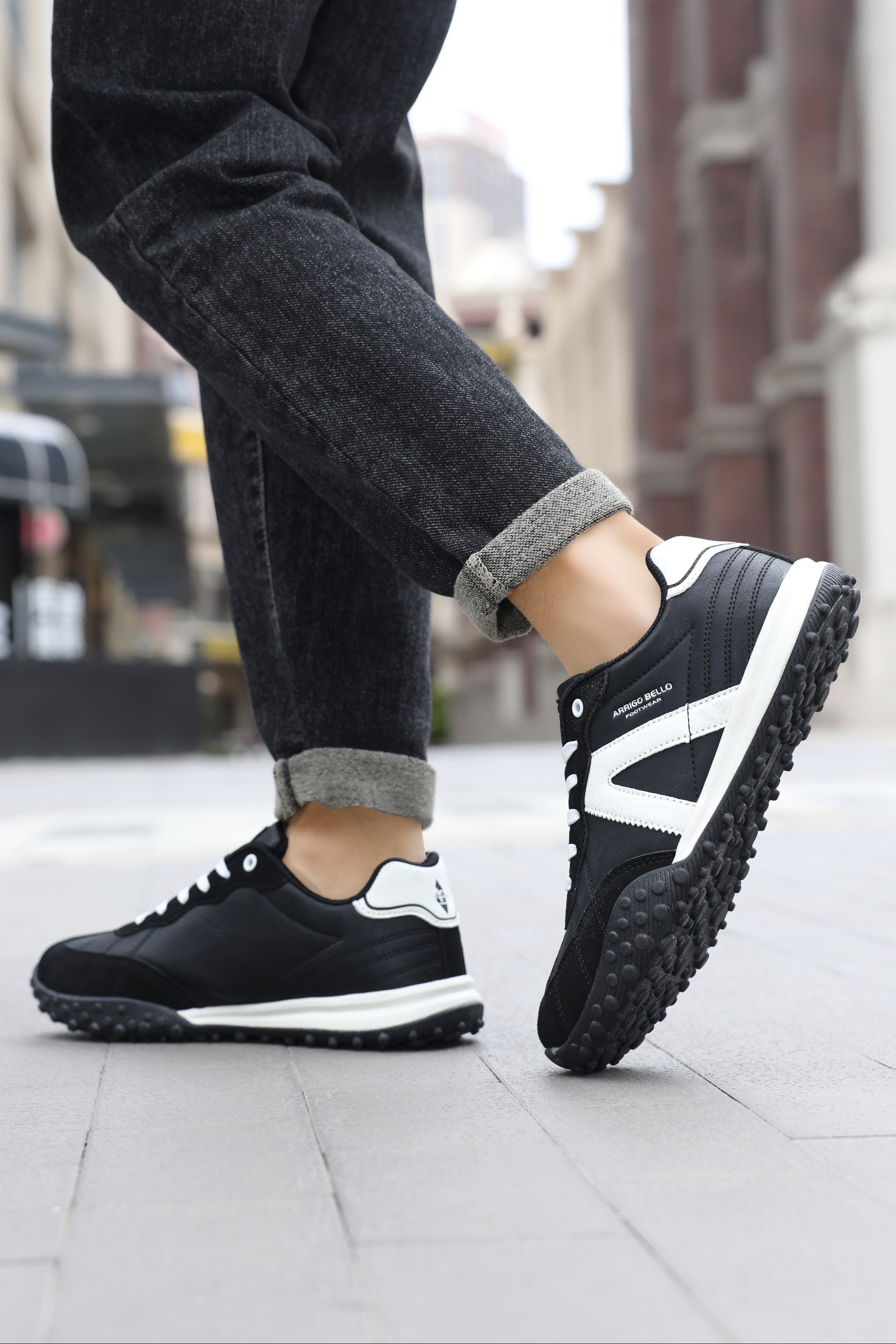 Adidasi casual pentru Barbati, Model Yago, Piele ecologica, Talpa flexibila, antiderapanta, Arrigo Bello, Negru