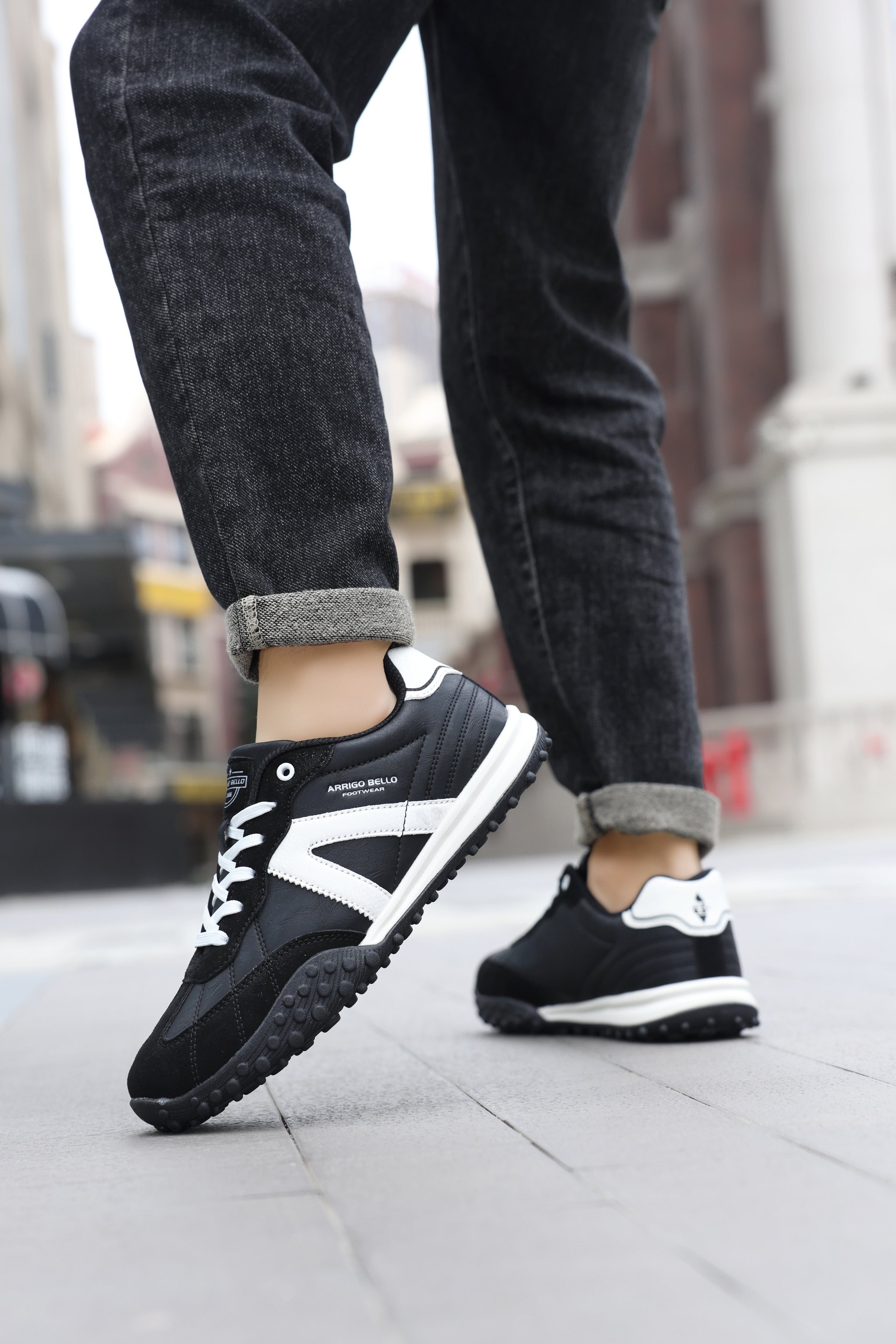 Adidasi casual pentru Barbati, Model Yago, Piele ecologica, Talpa flexibila, antiderapanta, Arrigo Bello, Negru