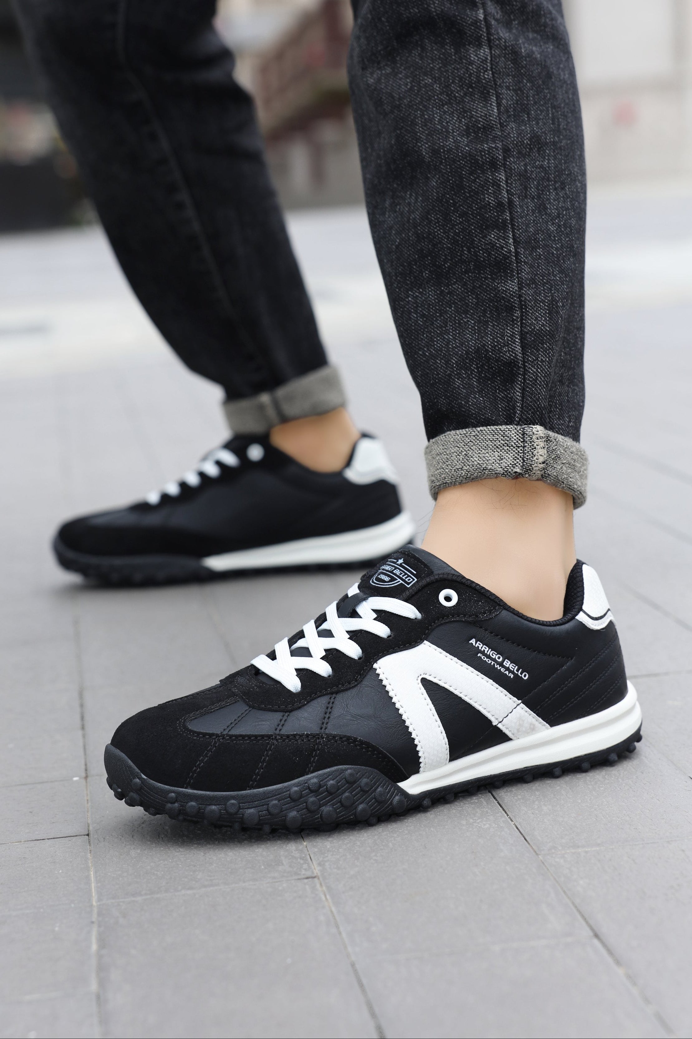 Adidasi casual pentru Barbati, Model Yago, Piele ecologica, Talpa flexibila, antiderapanta, Arrigo Bello, Negru