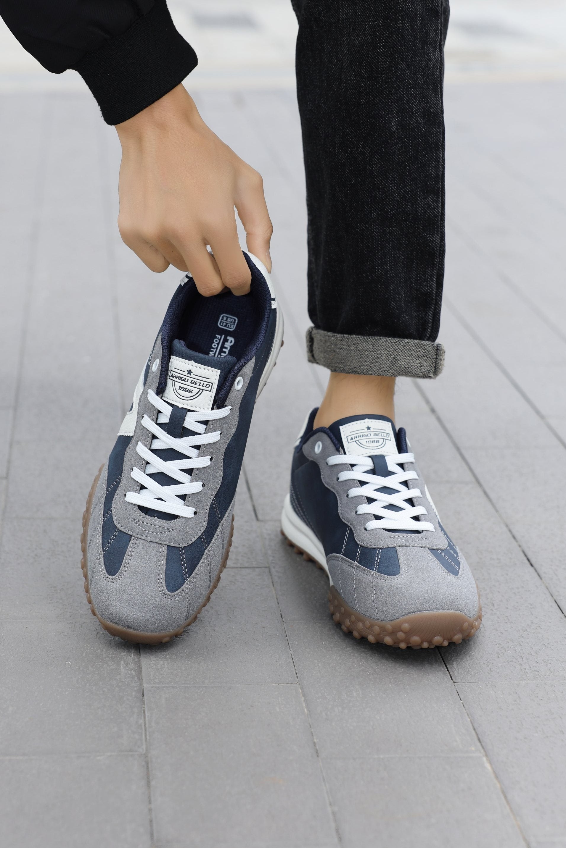 Adidasi casual pentru Barbati, Model Yago, Piele ecologica, Talpa flexibila, antiderapanta, Arrigo Bello, Bleumarin