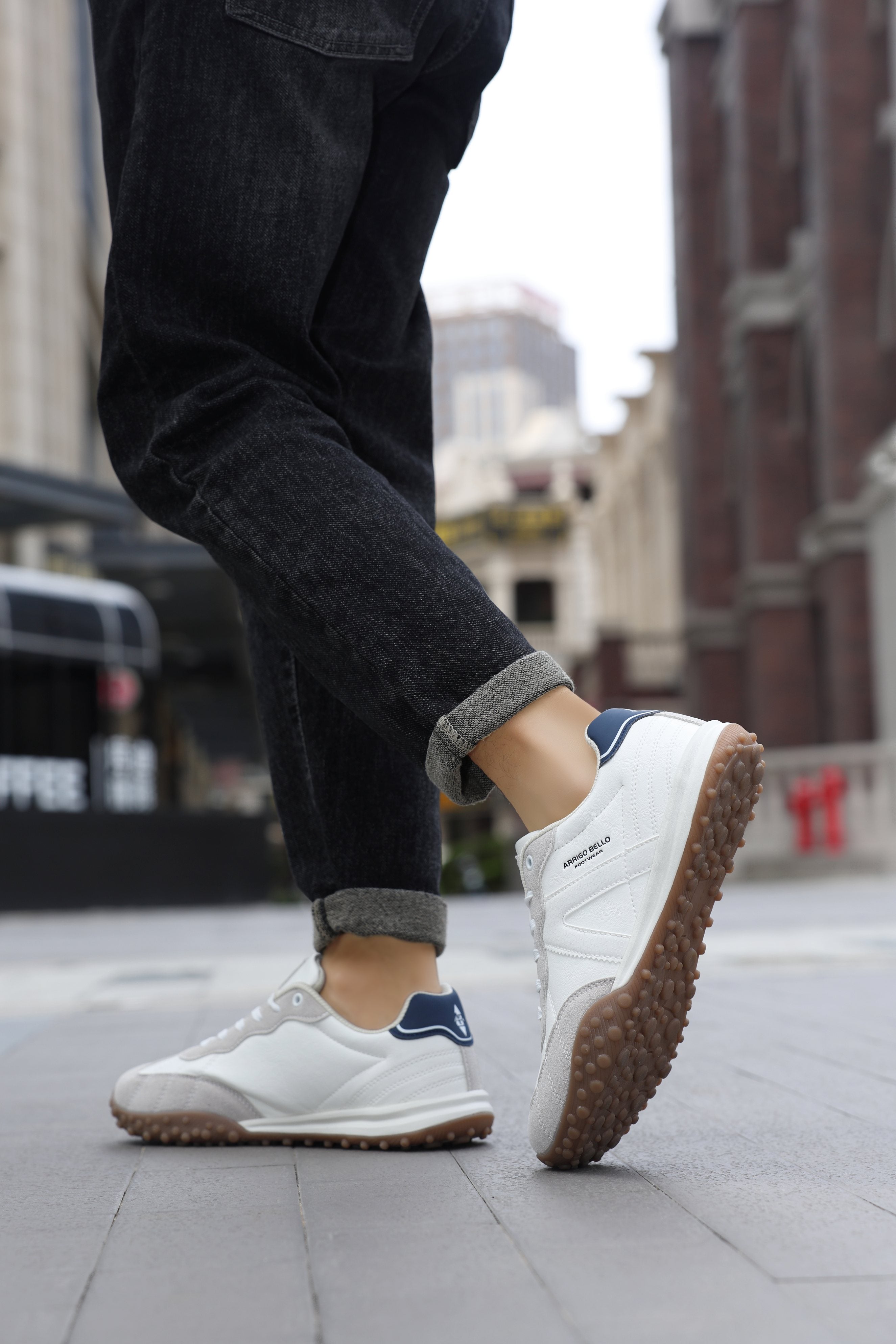 Adidasi casual pentru Barbati, Model Yago, Piele ecologica, Talpa flexibila, antiderapanta, Arrigo Bello, Alb