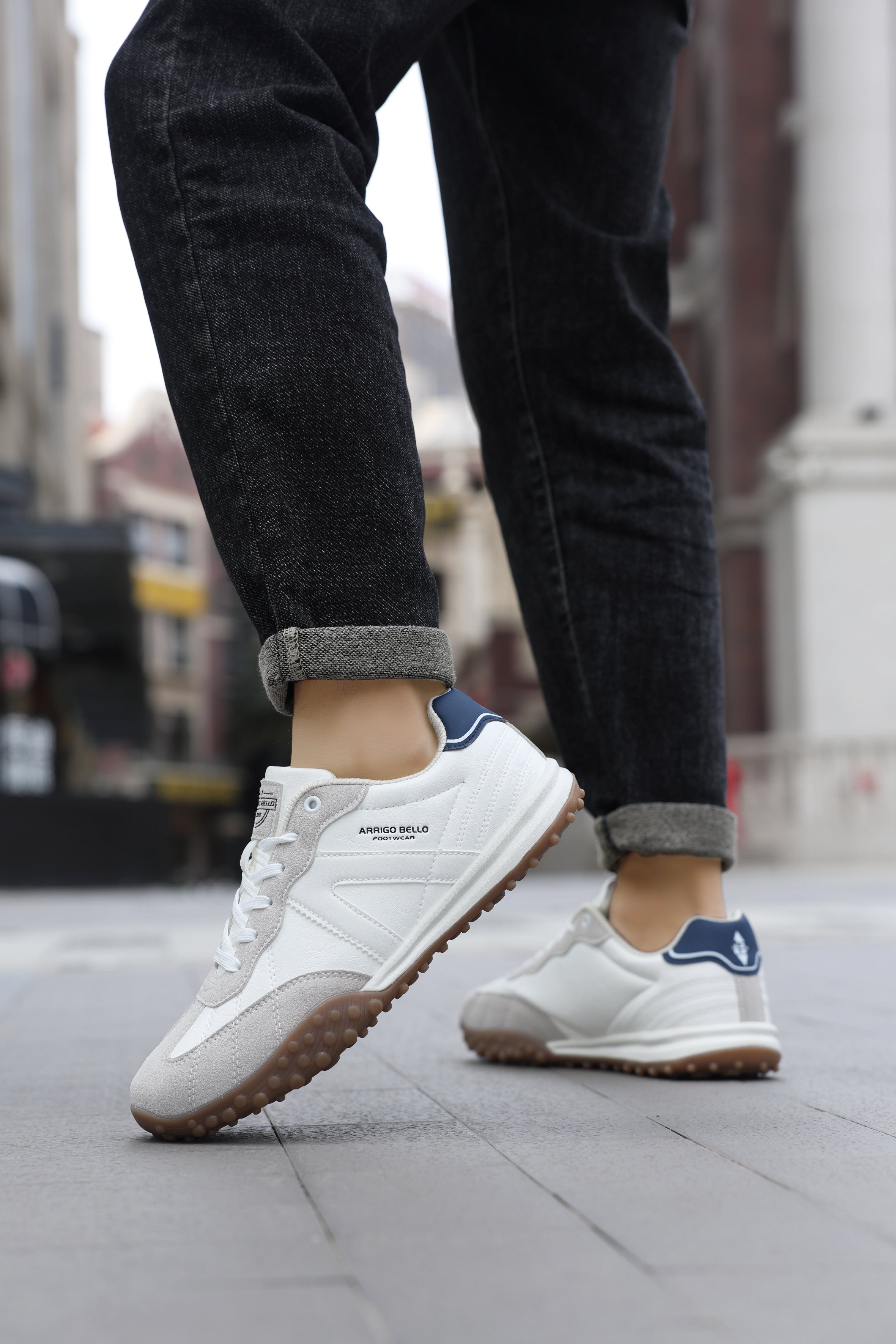 Adidasi casual pentru Barbati, Model Yago, Piele ecologica, Talpa flexibila, antiderapanta, Arrigo Bello, Alb