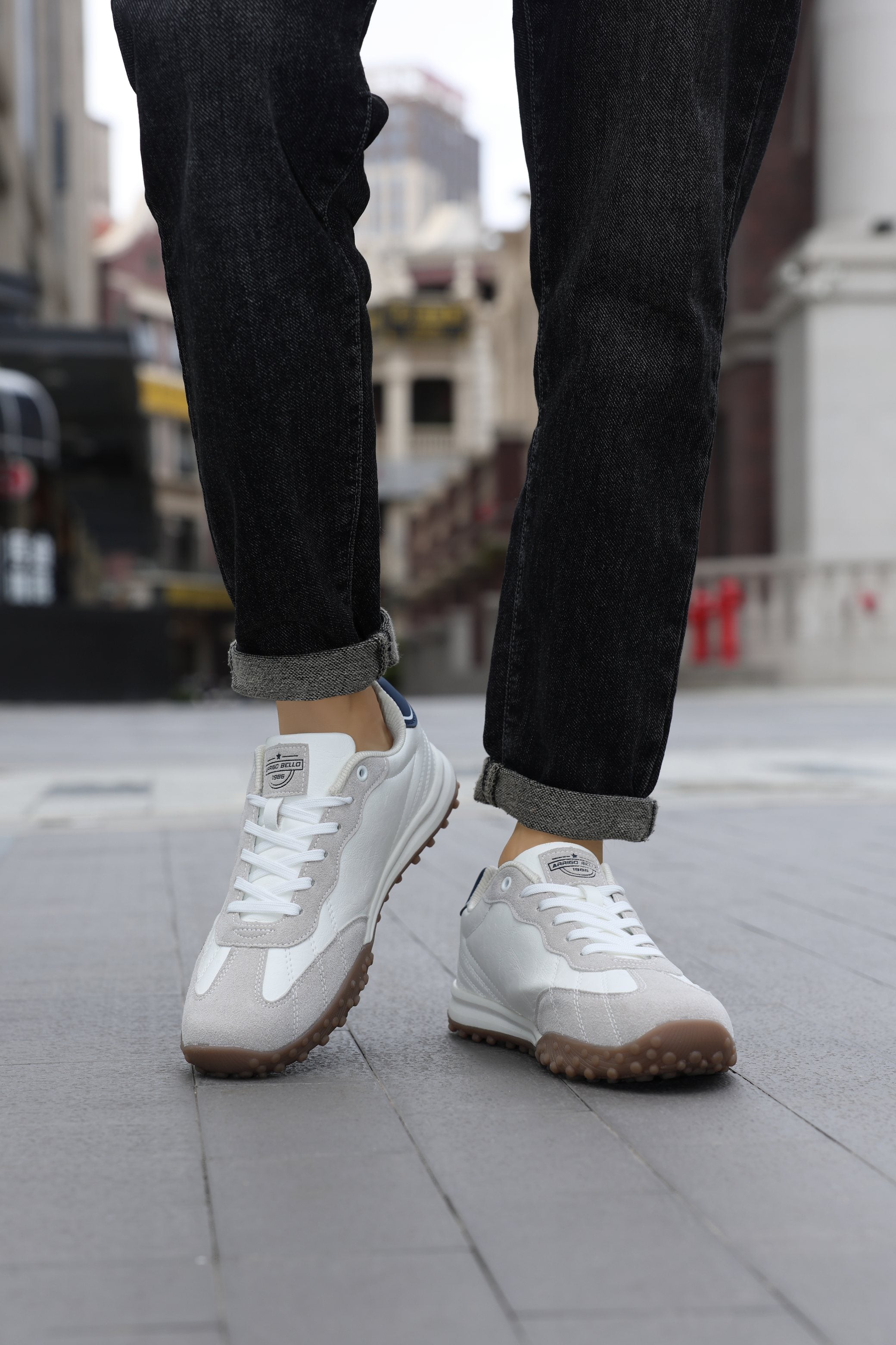 Adidasi casual pentru Barbati, Model Yago, Piele ecologica, Talpa flexibila, antiderapanta, Arrigo Bello, Alb