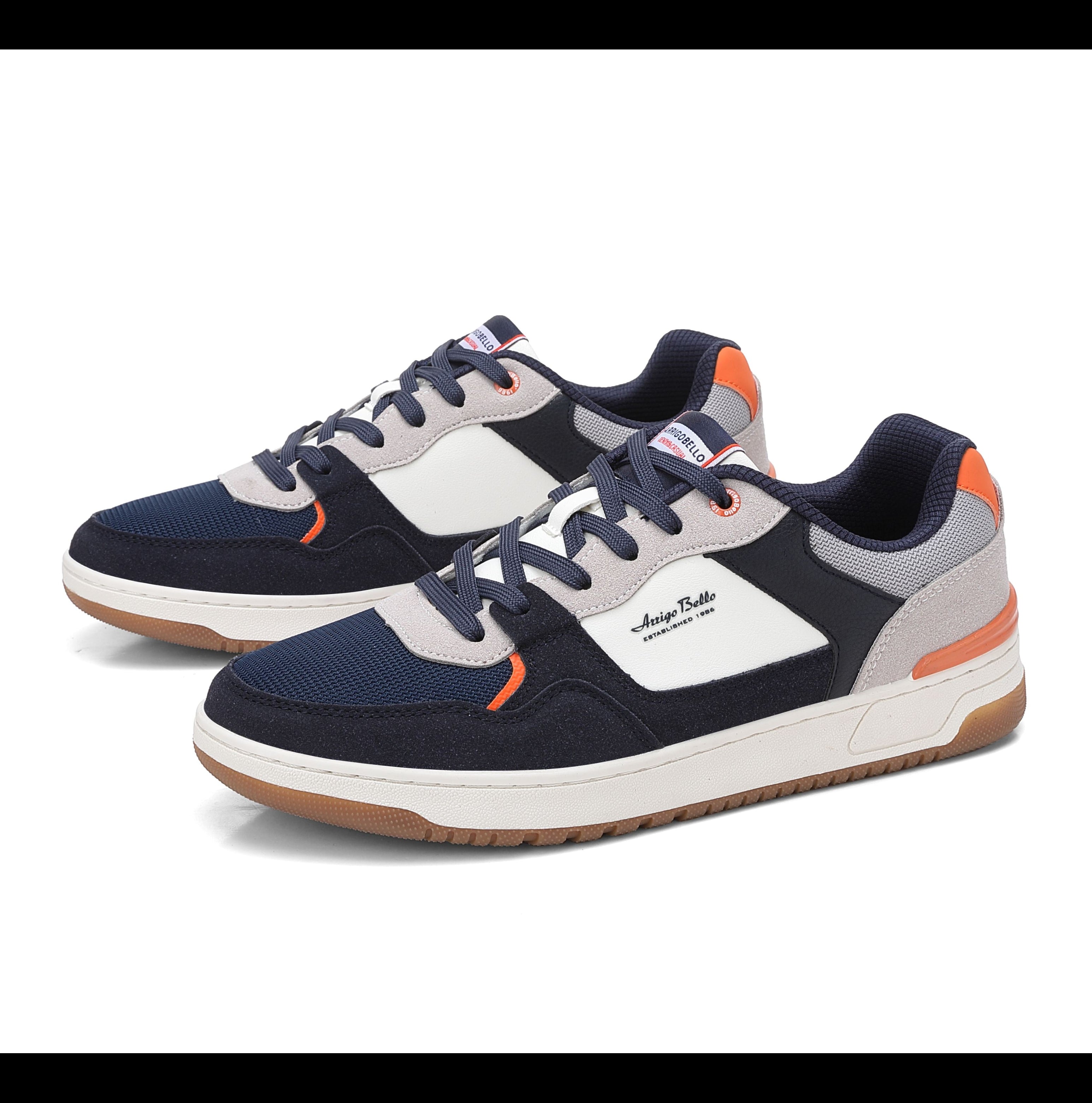 Adidasi casual pentru Barbati, Model Cruz, Talpa dreapta, cusuta, Textil, piele ecologica si panza, Arrigo Bello,Bleumarin