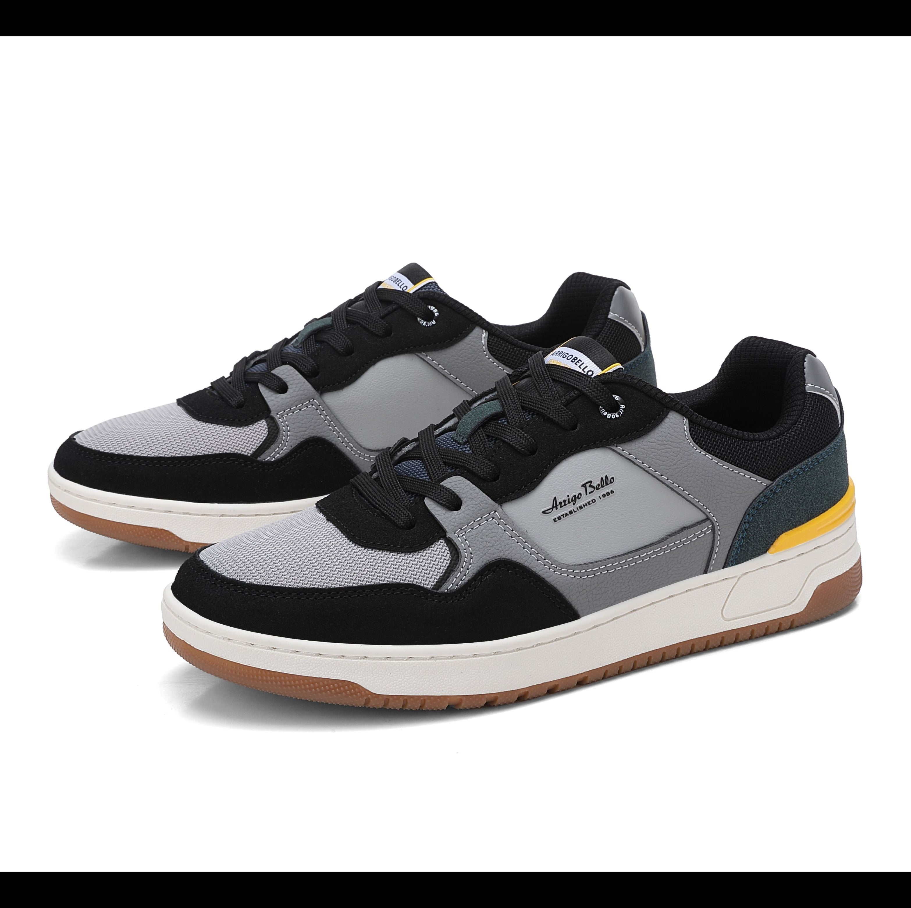 Adidasi casual pentru Barbati, Model Cruz, Talpa dreapta, cusuta, Textil, piele ecologica si panza, Arrigo Bello,Negru