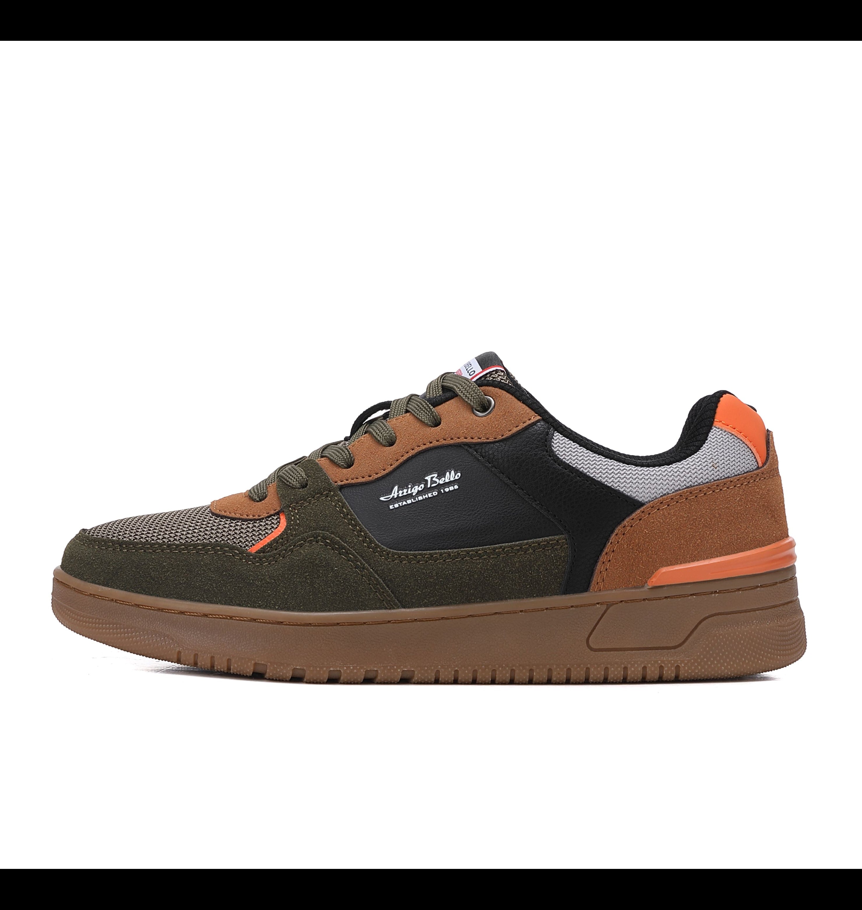 Adidasi casual pentru Barbati, Model Cruz, Talpa dreapta, cusuta, Textil, piele ecologica si panza, Arrigo Bello,Khaki