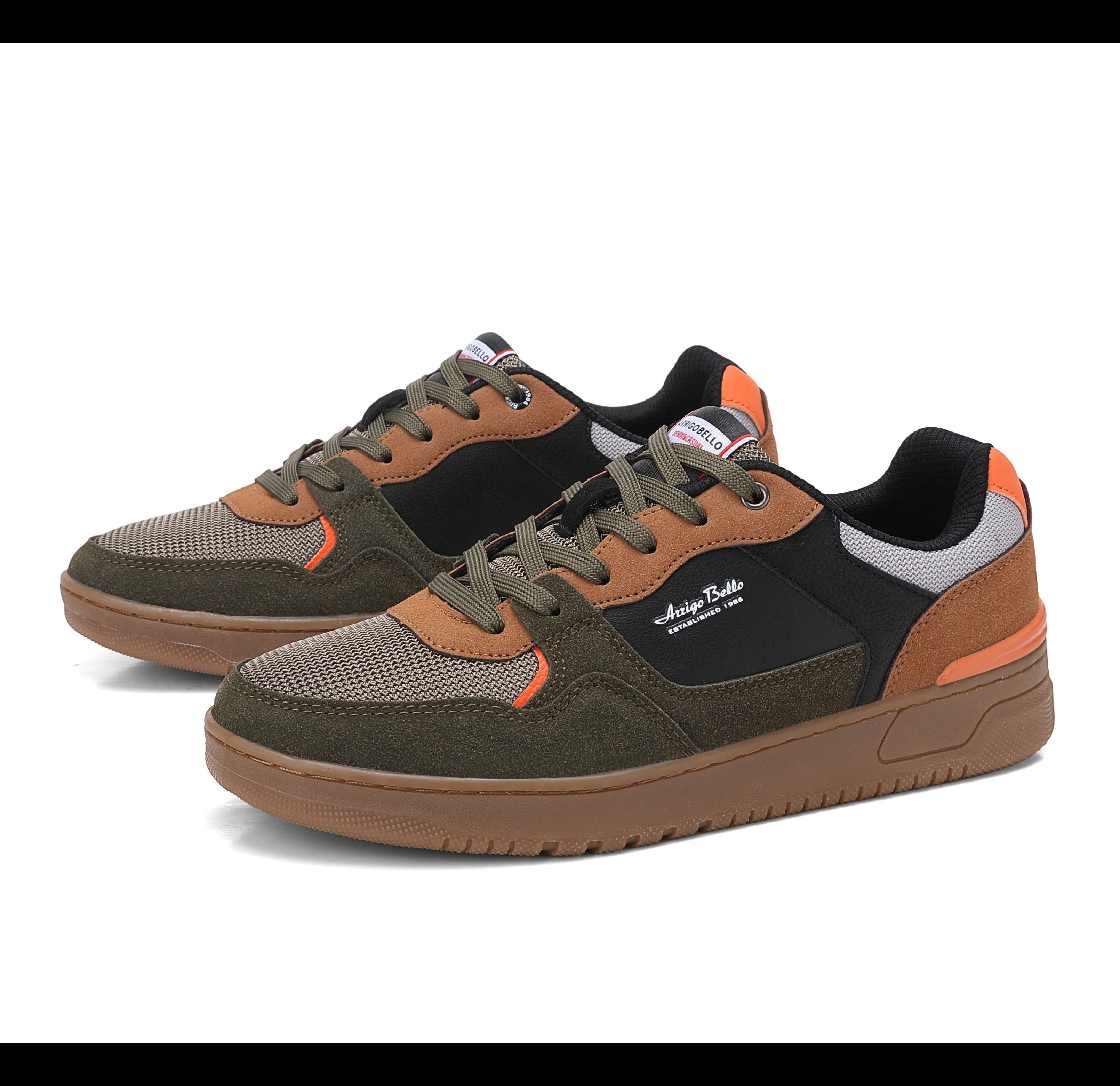 Adidasi casual pentru Barbati, Model Cruz, Talpa dreapta, cusuta, Textil, piele ecologica si panza, Arrigo Bello,Khaki