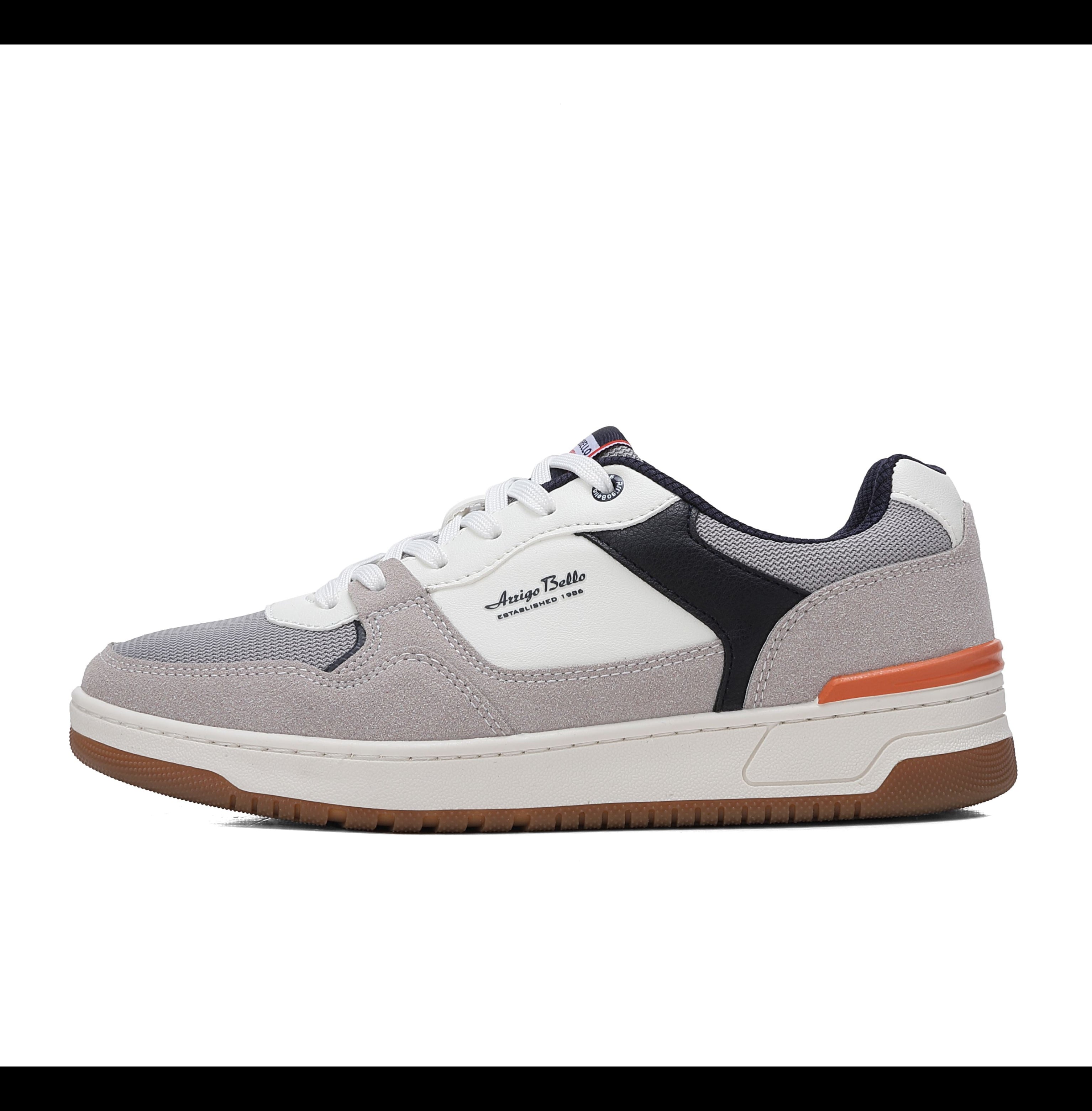 Adidasi casual pentru Barbati, Model Cruz, Talpa dreapta, cusuta, Textil, piele ecologica si panza, Arrigo Bello,Alb