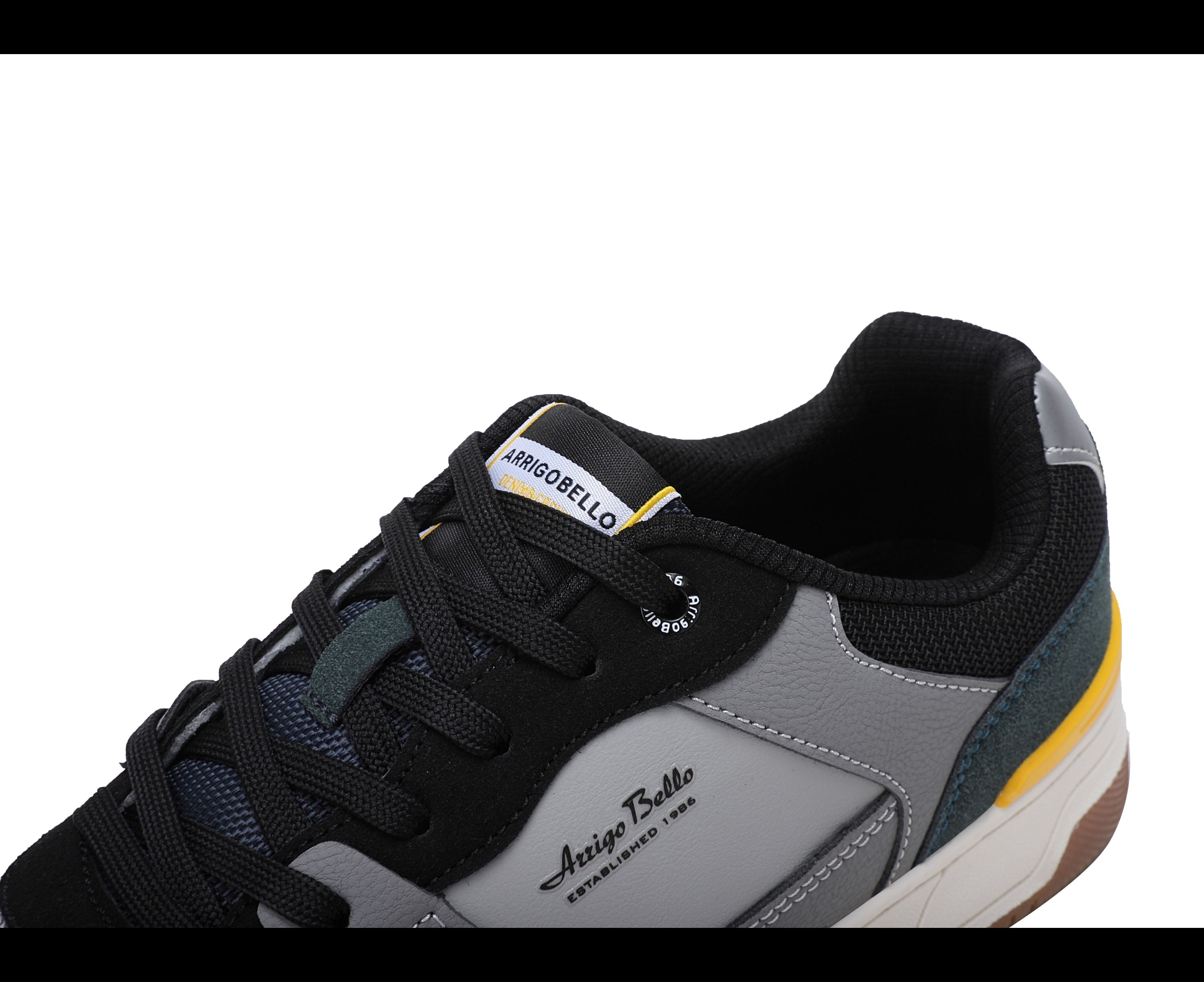 Adidasi casual pentru Barbati, Model Cruz, Talpa dreapta, cusuta, Textil, piele ecologica si panza, Arrigo Bello,Negru