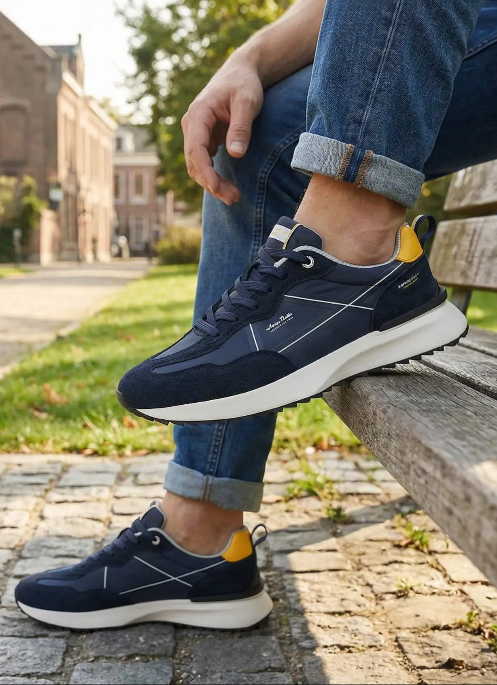 Adidasi casual pentru Barbati,Model Sirio, piele ecologică și piele întoarsă, talpă ușoară confortabilă,Arrigo Bello, Khaki