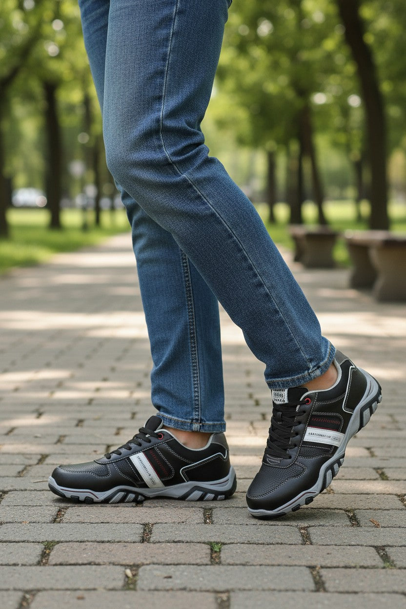 Adidasi Casual pentru Barbati, Model Micah, Piele Ecologica Premium, Brant Ergonomic, Arrigo Bello,Negru