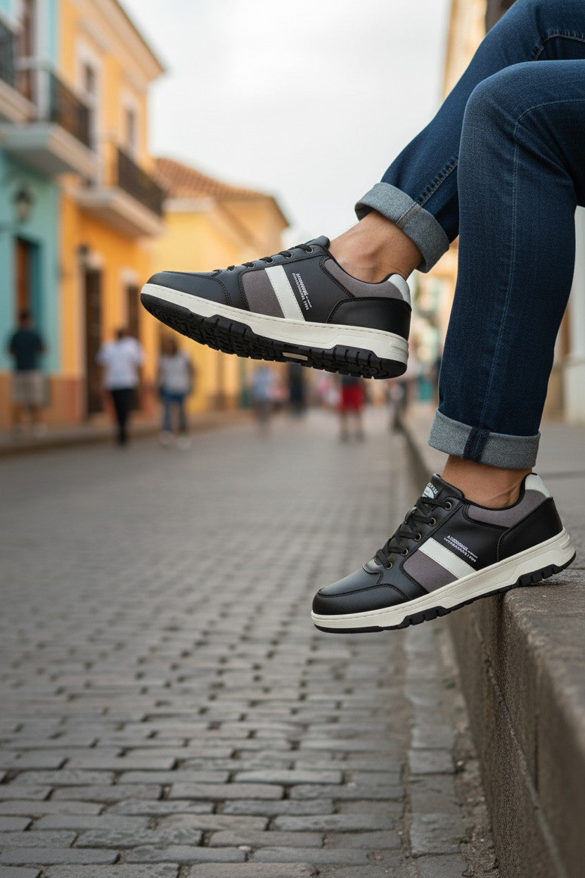 Adidasi Casual pentru Barbati, Model Pico, Piele ecologica, Inchidere siret, Talpa dreapta, Ax Boxing