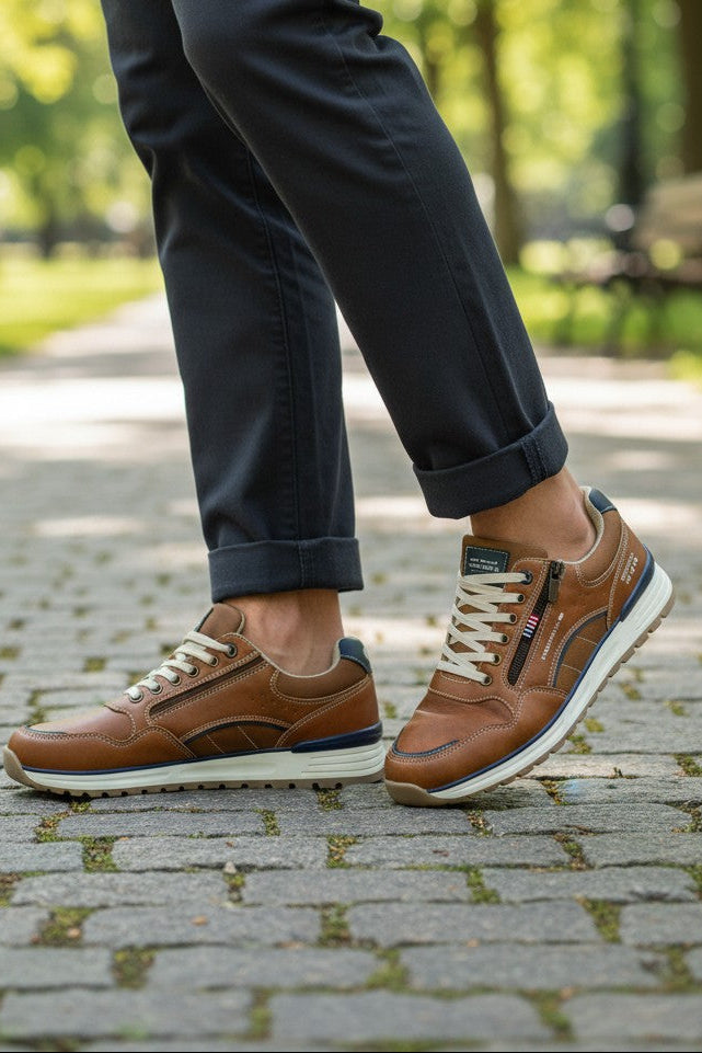 Adidasi casual pentru Barbati, Model Adrian, Piele ecologica Premium, Inchidere Siret si Fermoar, Arrigo Bello