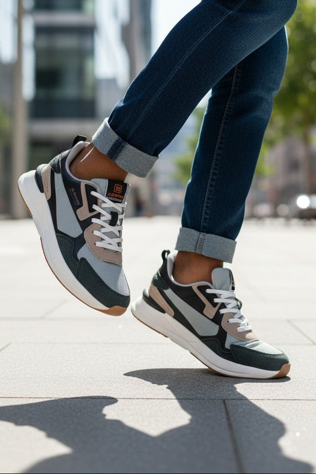Adidasi sport pentru Dama si Adolescenti, Model Riso, Realizati din textil-Panza, Talpa usoara de spuma, Ax Boxing, Gri-khaki