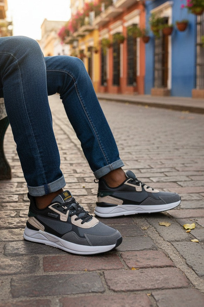 Adidasi sport pentru Dama si Adolescenti, Model Riso, Realizati din textil-Panza, Talpa usoara de spuma, Ax Boxing,Gri-inchis