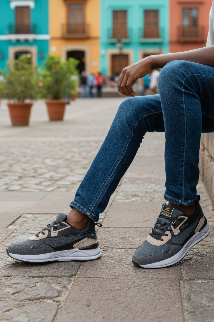 Adidasi sport pentru Dama si Adolescenti, Model Riso, Realizati din textil-Panza, Talpa usoara de spuma, Ax Boxing,Gri-inchis