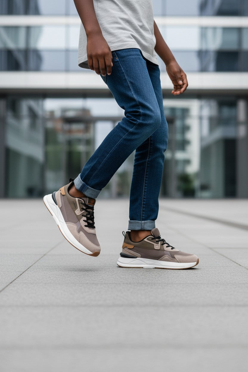 Adidasi sport pentru Dama si Adolescenti, Model Riso, Realizati din textil-Panza, Talpa usoara de spuma, Ax Boxing, Camel