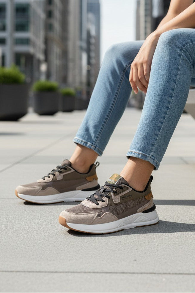 Adidasi sport pentru Dama si Adolescenti, Model Riso, Realizati din textil-Panza, Talpa usoara de spuma, Ax Boxing, Camel