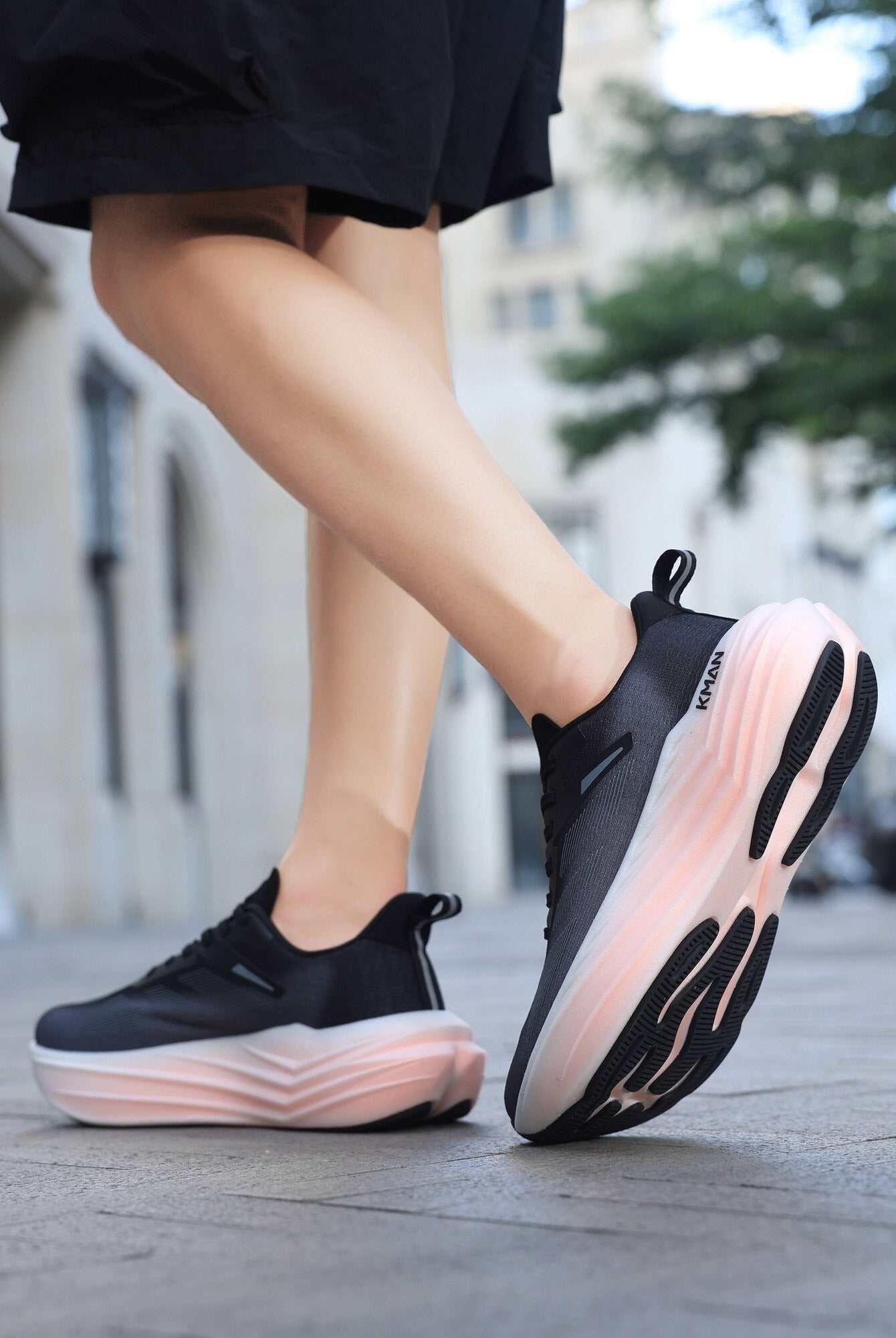 Adidași pentru Bărbați, Model Moris,Ultra ușori, Textil subtire, Comozi, Talpă înaltă din spuma densa,Sneakers sport-casual,KMAN, Negru