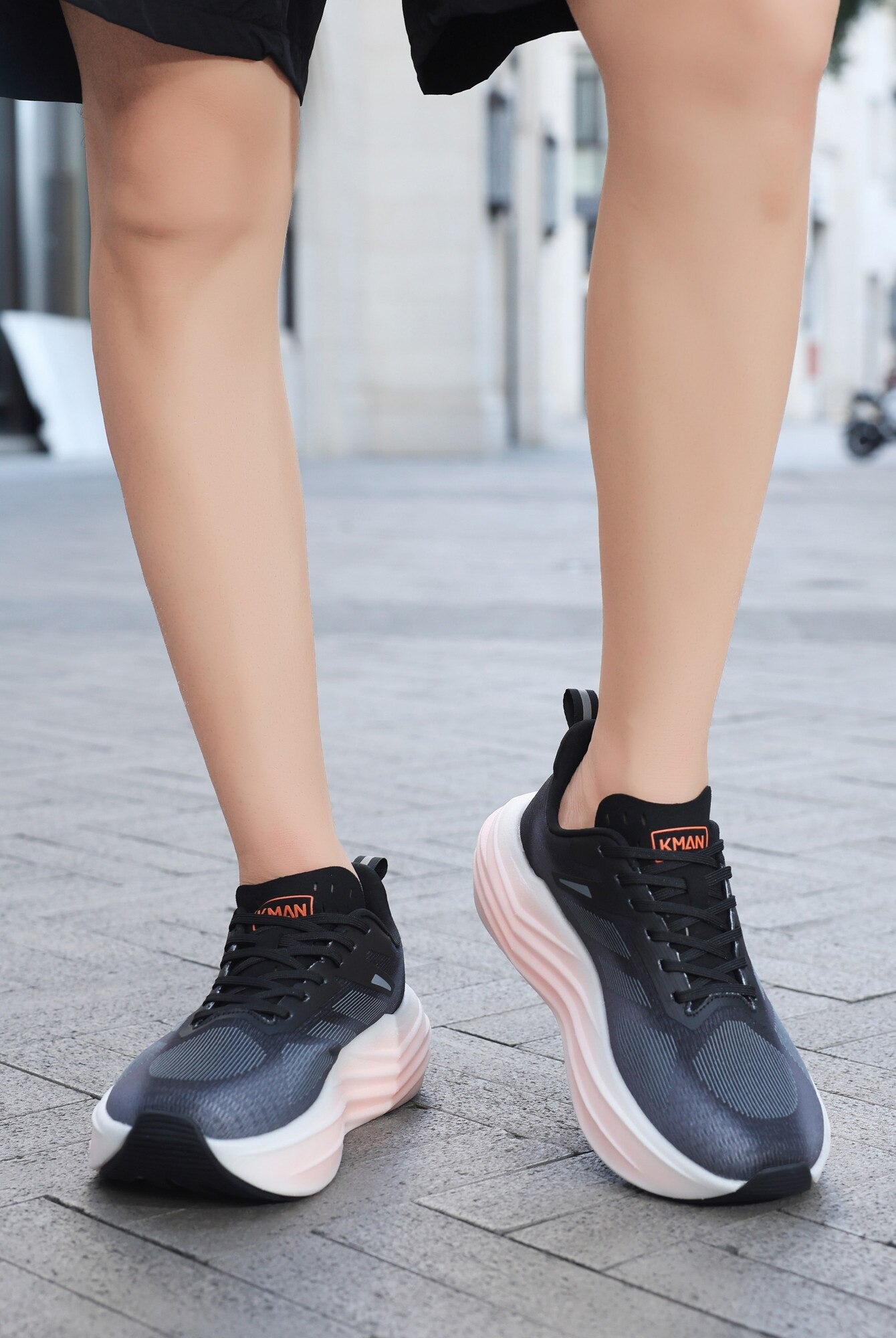 Adidași pentru Bărbați, Model Moris,Ultra ușori, Textil subtire, Comozi, Talpă înaltă din spuma densa,Sneakers sport-casual,KMAN, Negru