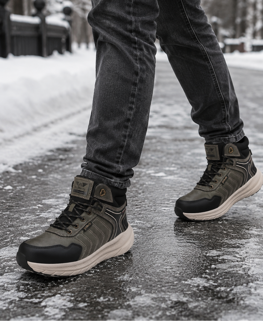Ghete sport pentru Barbati, Model Fabian, Piele Ecologica, Talpa inalta de Spuma, Imblanite, Usoare si Confortabile, Ax Boxing, Khaki