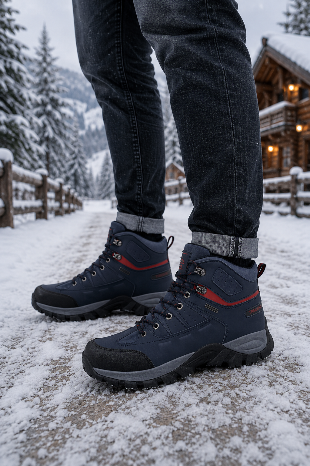 Bocanci pentru bărbați, Model Dante, Imblaniti, Piele Ecologică, Talpa Antideranpanta, Ax Boxing, Bleumarin