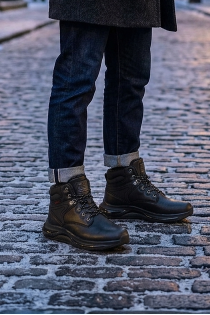 Ghete casual Barbati, Model Kenzo, Imblanite, Talpa Usoara , Confortabile si Calduroase, Arrigo Bello,Negru