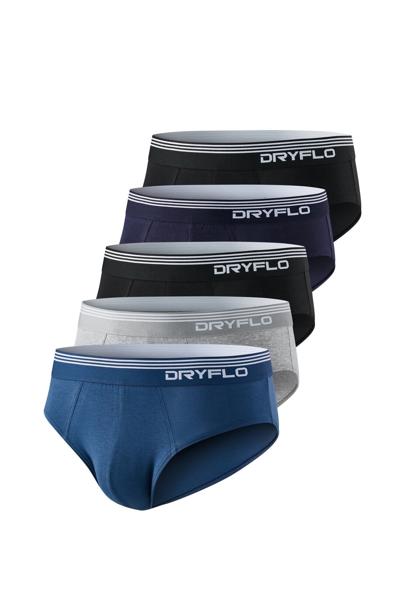 Set 5 perechi Chiloti pentru Barbati, 4 culori, 95% bumbac, confortabili, Dryflo DH126 2blk