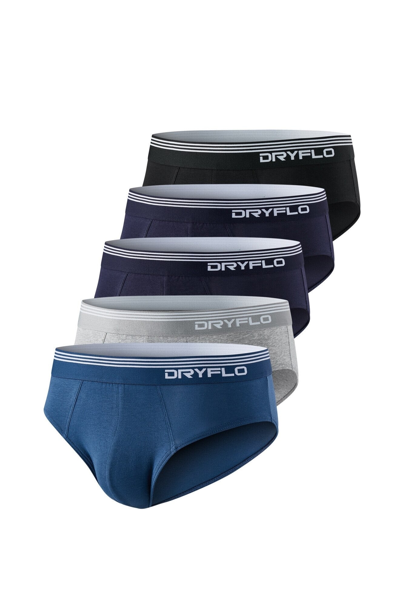 Set 5 perechi Chiloti pentru Barbati, 4 culori, 95% bumbac, confortabili, Dryflo DH126 NVY