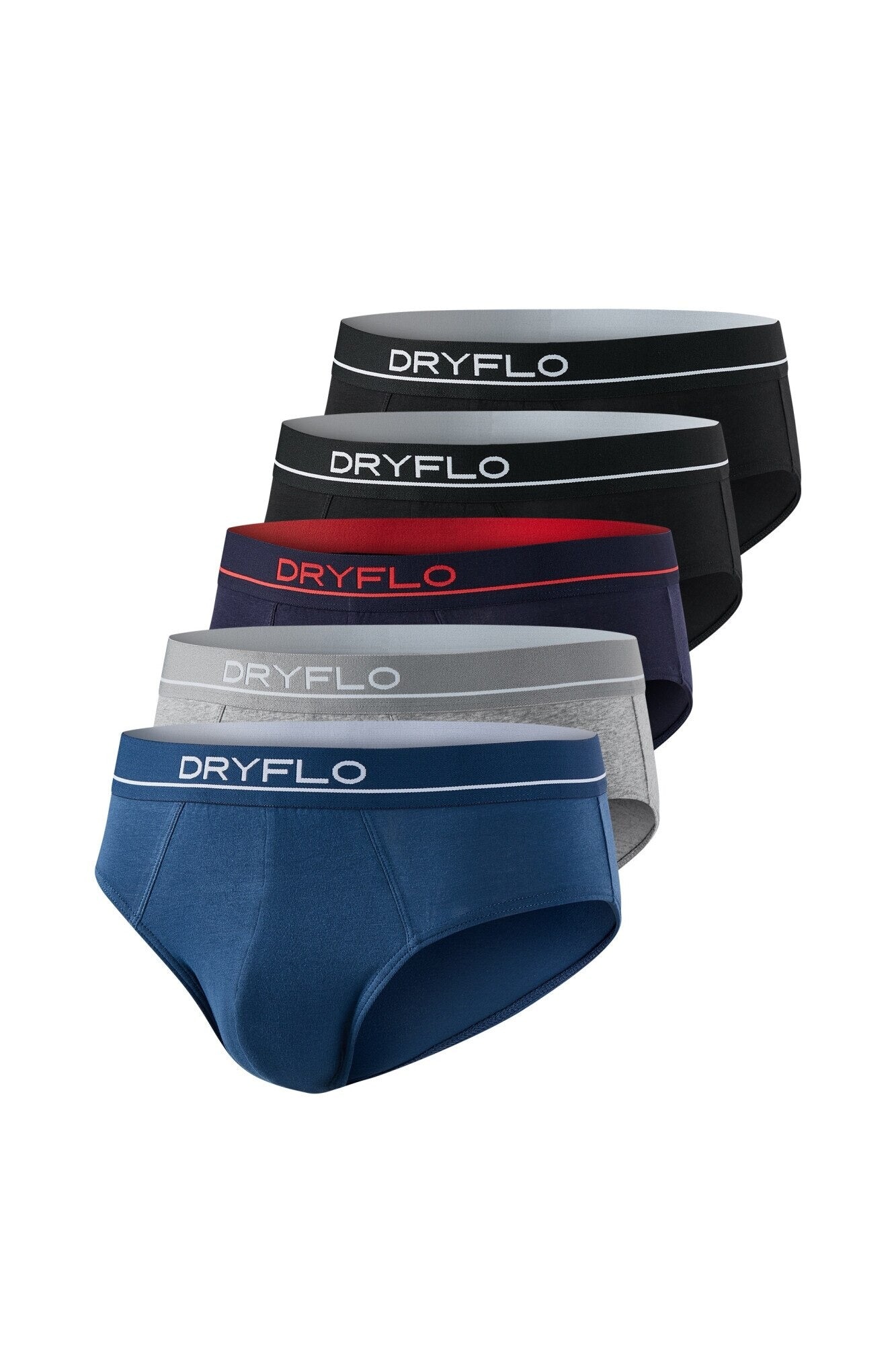 Set 5 perechi Chiloti pentru Barbati, 4 culori, 95% bumbac, confortabili, Dryflo DH125 2blk