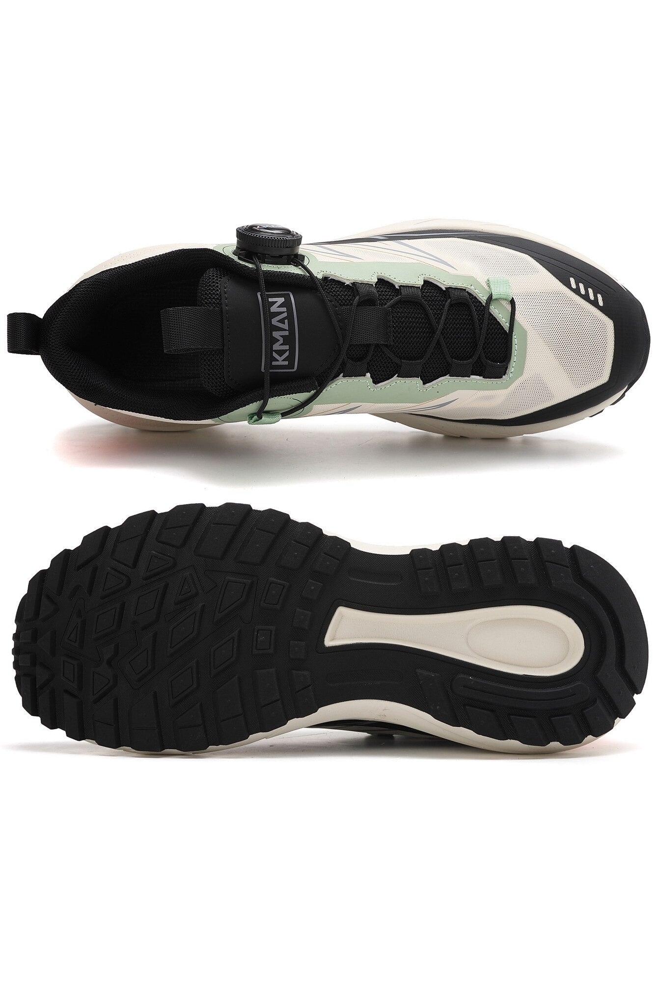 Adidași sport pentru Bărbați, Model Mavo, Sistem de închidere rotativ, Talpă cu crampoane, Panza subtire respirabila, Ultra Usori, KMAN,Alb